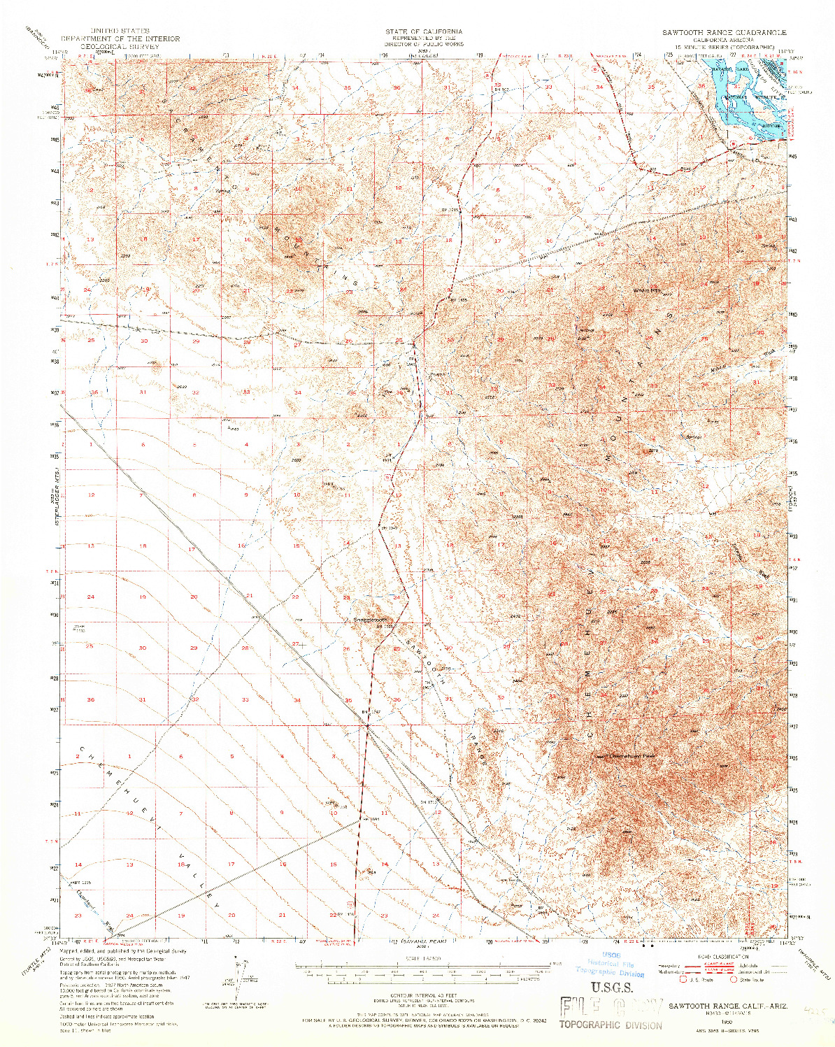 USGS 1:62500-SCALE QUADRANGLE FOR SAWTOOTH RANGE, CA 1950