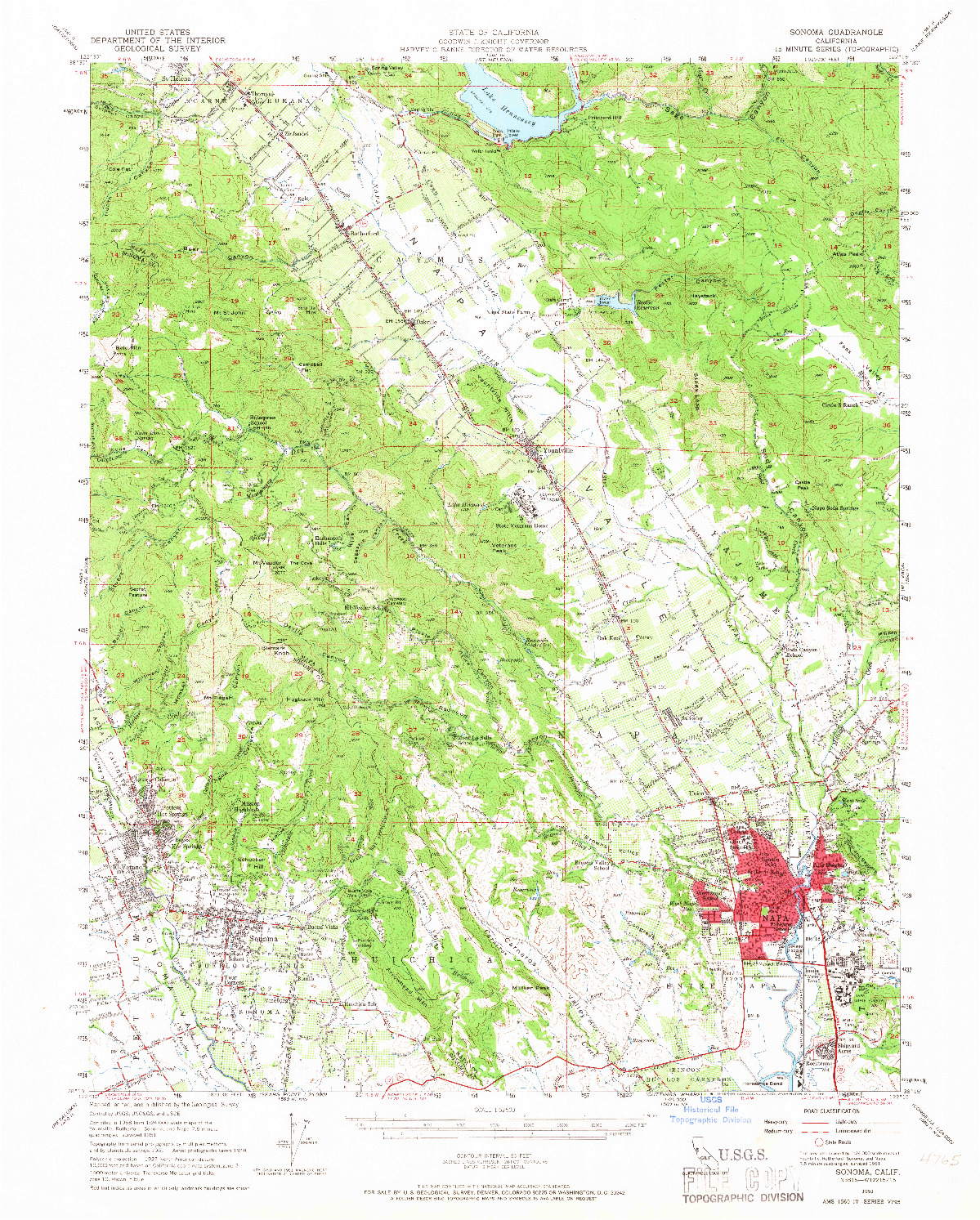 USGS 1:62500-SCALE QUADRANGLE FOR SONOMA, CA 1951