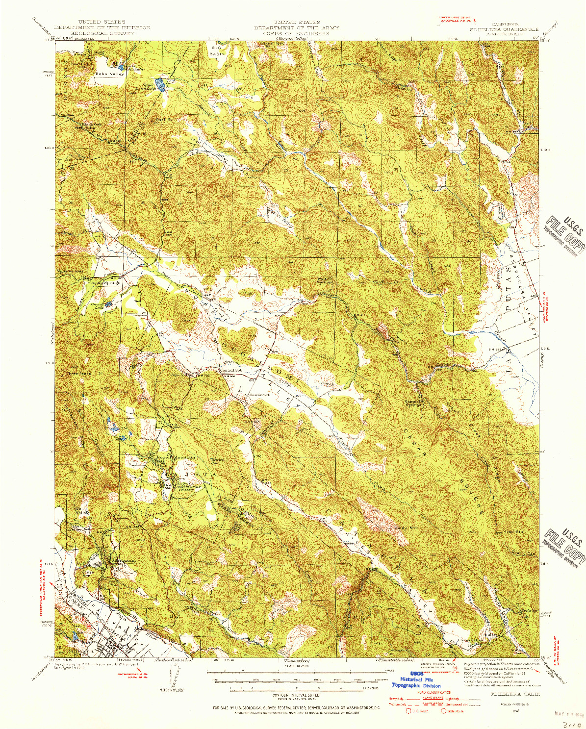 USGS 1:62500-SCALE QUADRANGLE FOR ST. HELENA, CA 1942