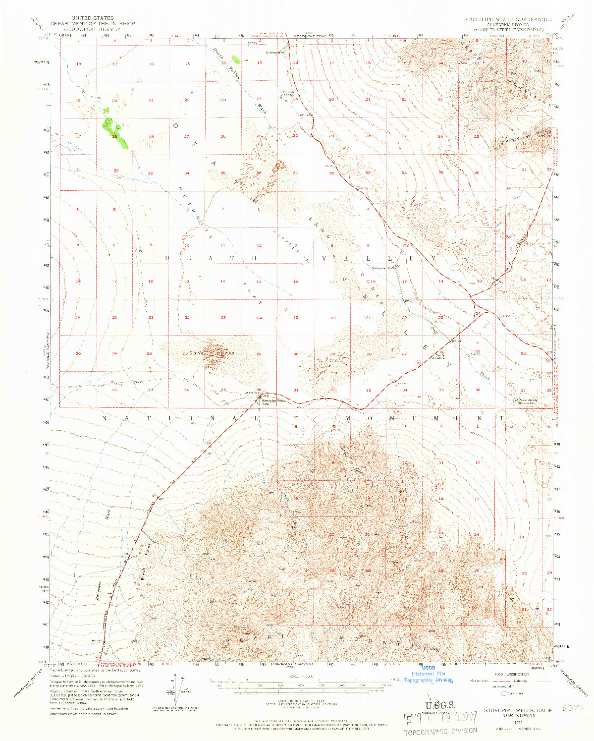 USGS 1:62500-SCALE QUADRANGLE FOR STOVEPIPE WELLS, CA 1952