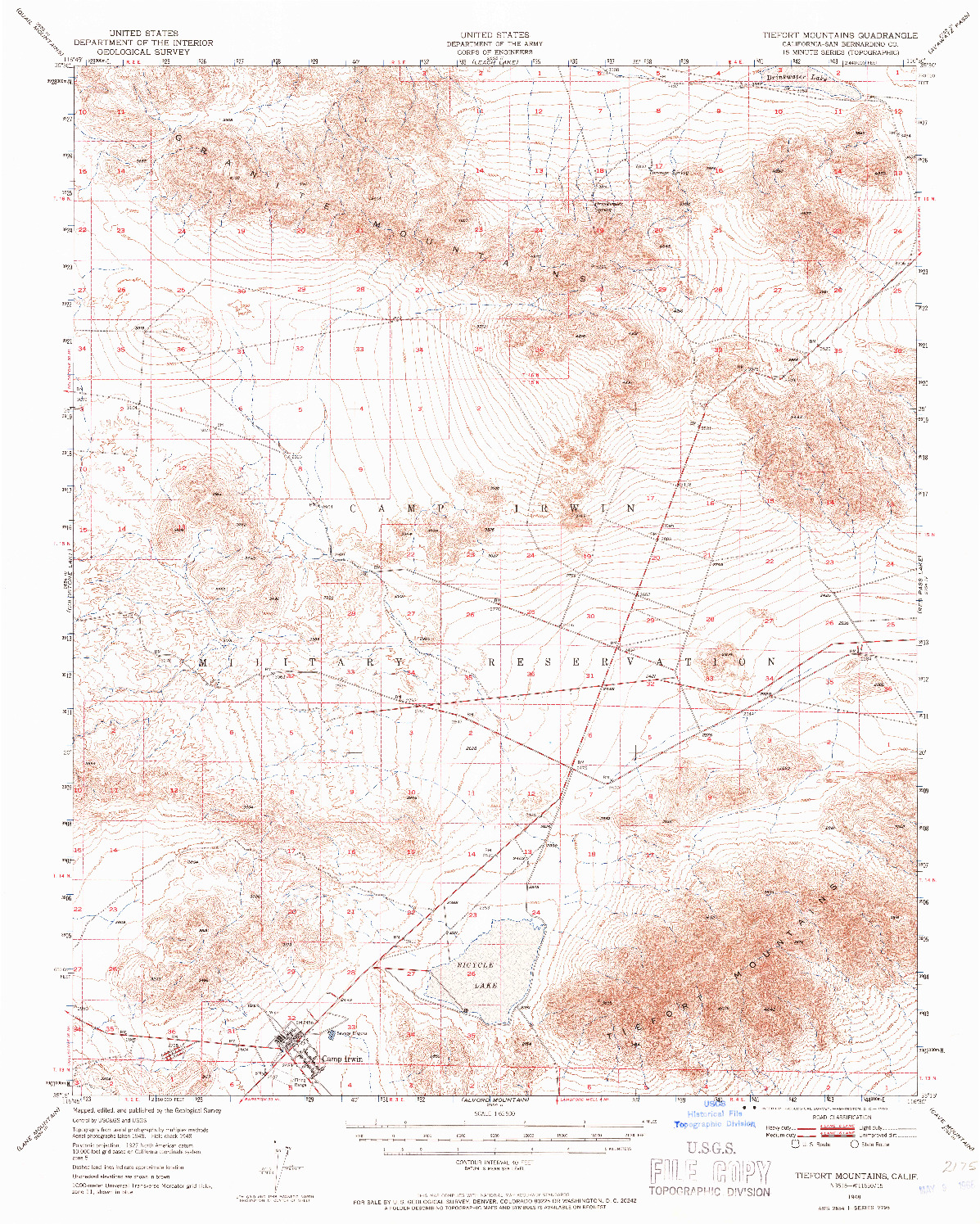USGS 1:62500-SCALE QUADRANGLE FOR TIEFORT MOUNTAINS, CA 1948