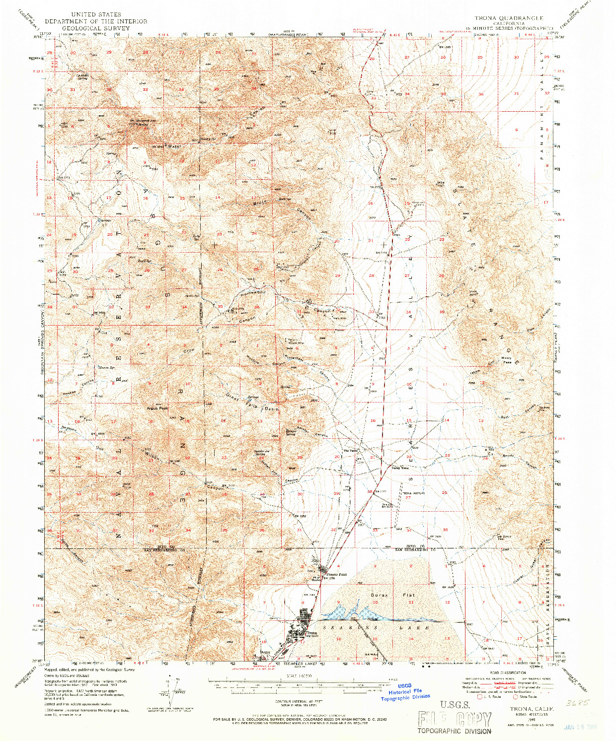 USGS 1:62500-SCALE QUADRANGLE FOR TRONA, CA 1949