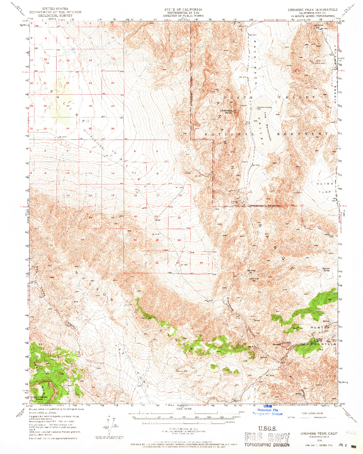 USGS 1:62500-SCALE QUADRANGLE FOR UBEHEBE PEAK, CA 1950