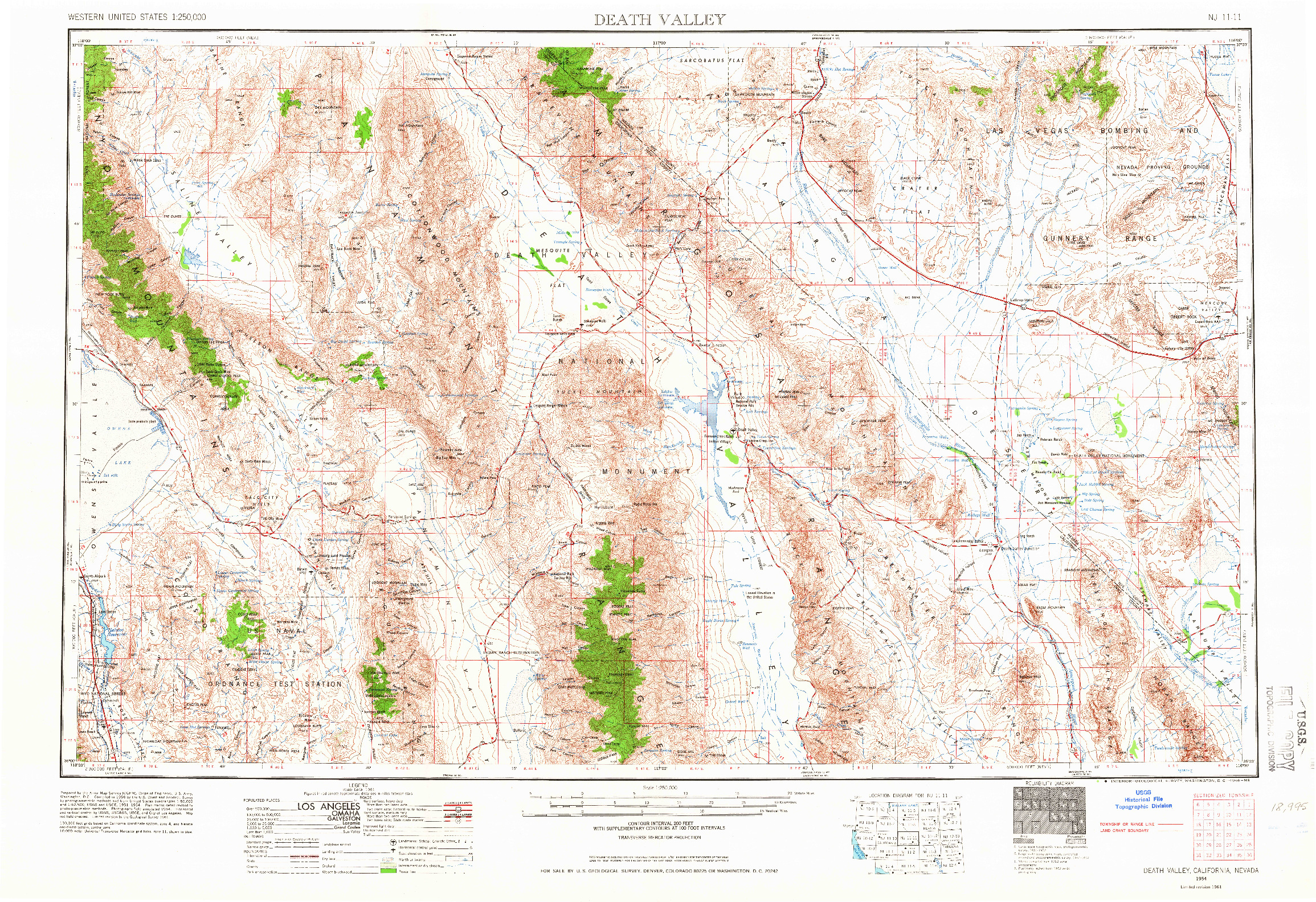 USGS 1:250000-SCALE QUADRANGLE FOR DEATH VALLEY, CA 1954