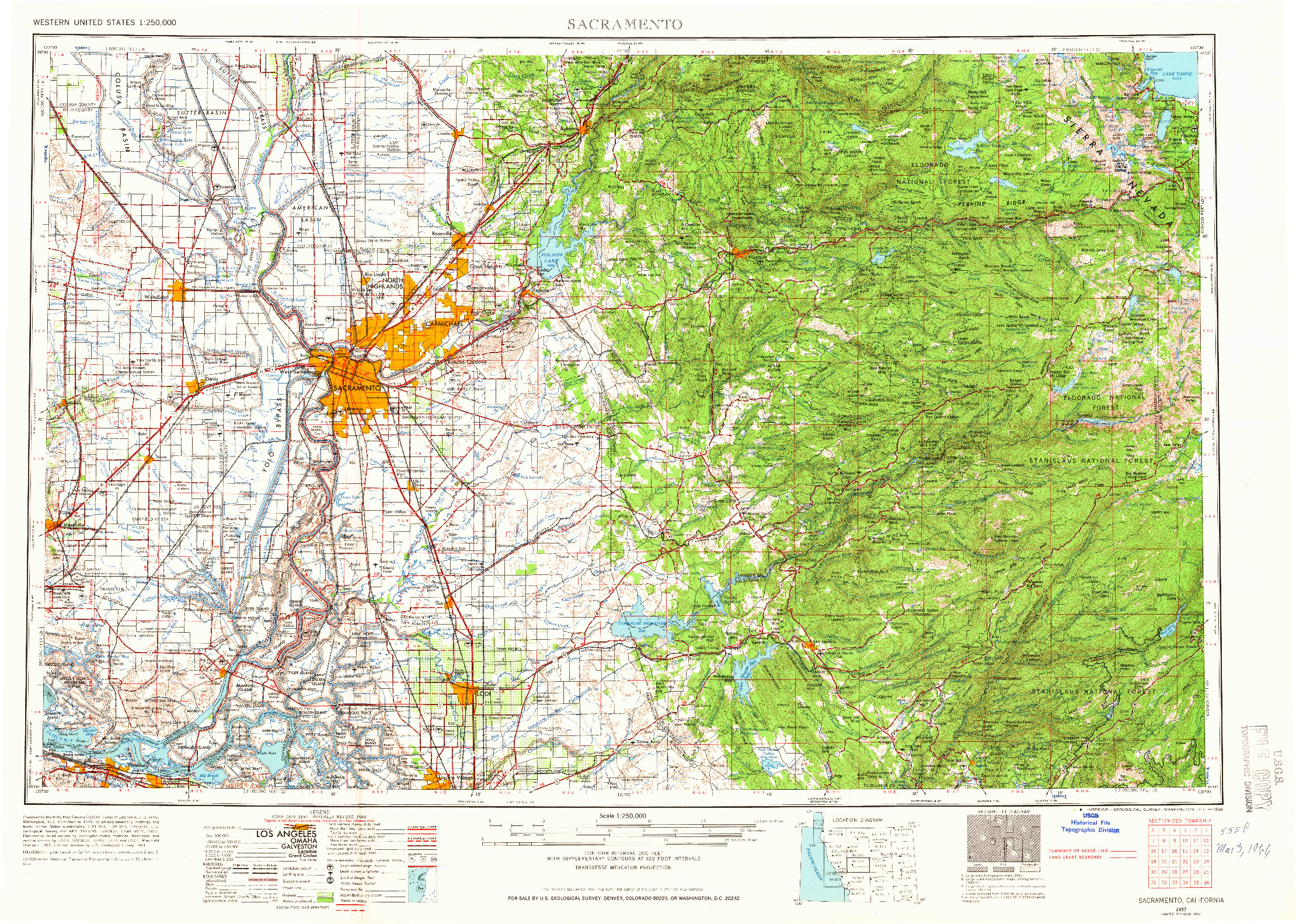 USGS 1:250000-SCALE QUADRANGLE FOR SACRAMENTO, CA 1957