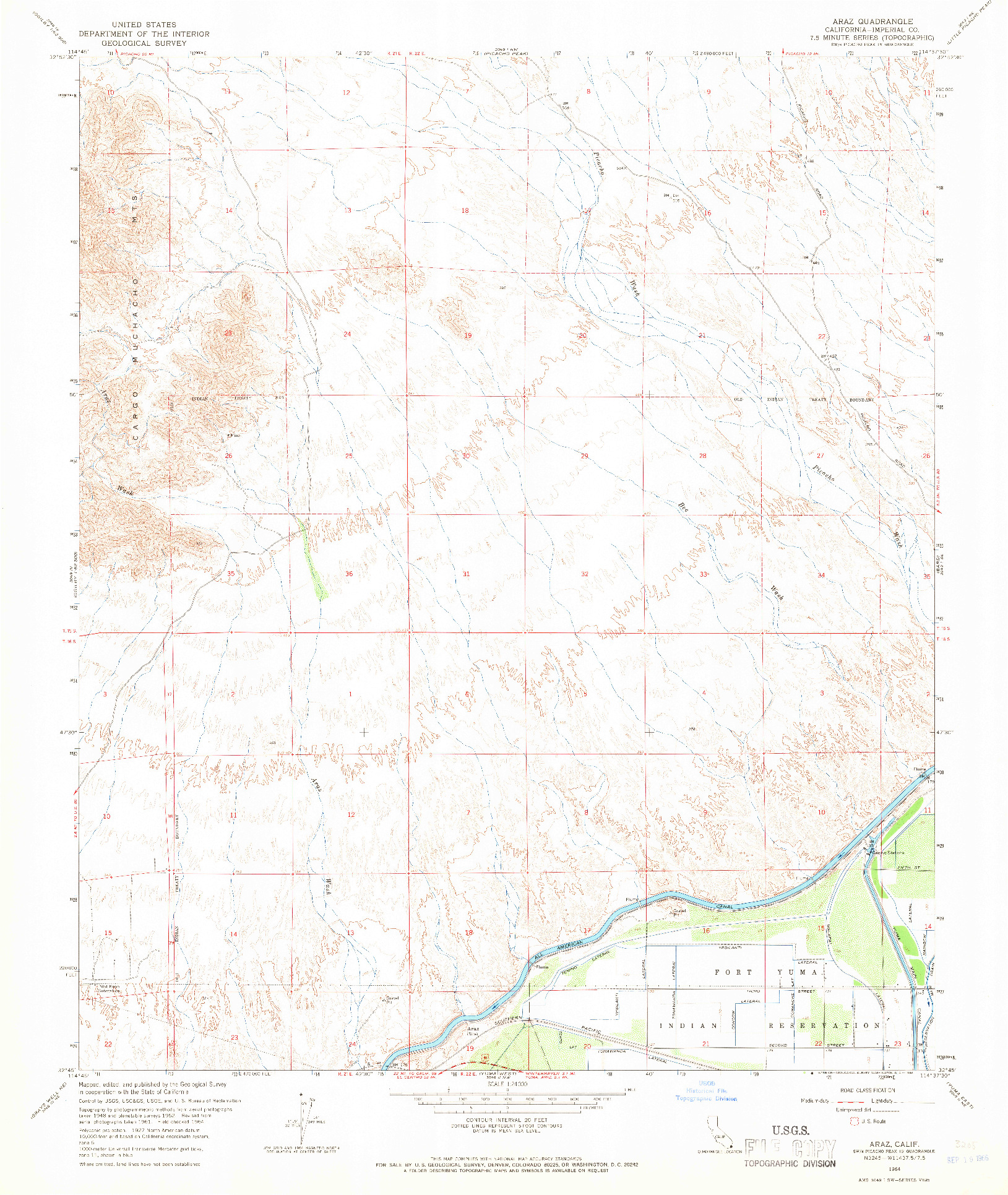 USGS 1:24000-SCALE QUADRANGLE FOR ARAZ, CA 1964