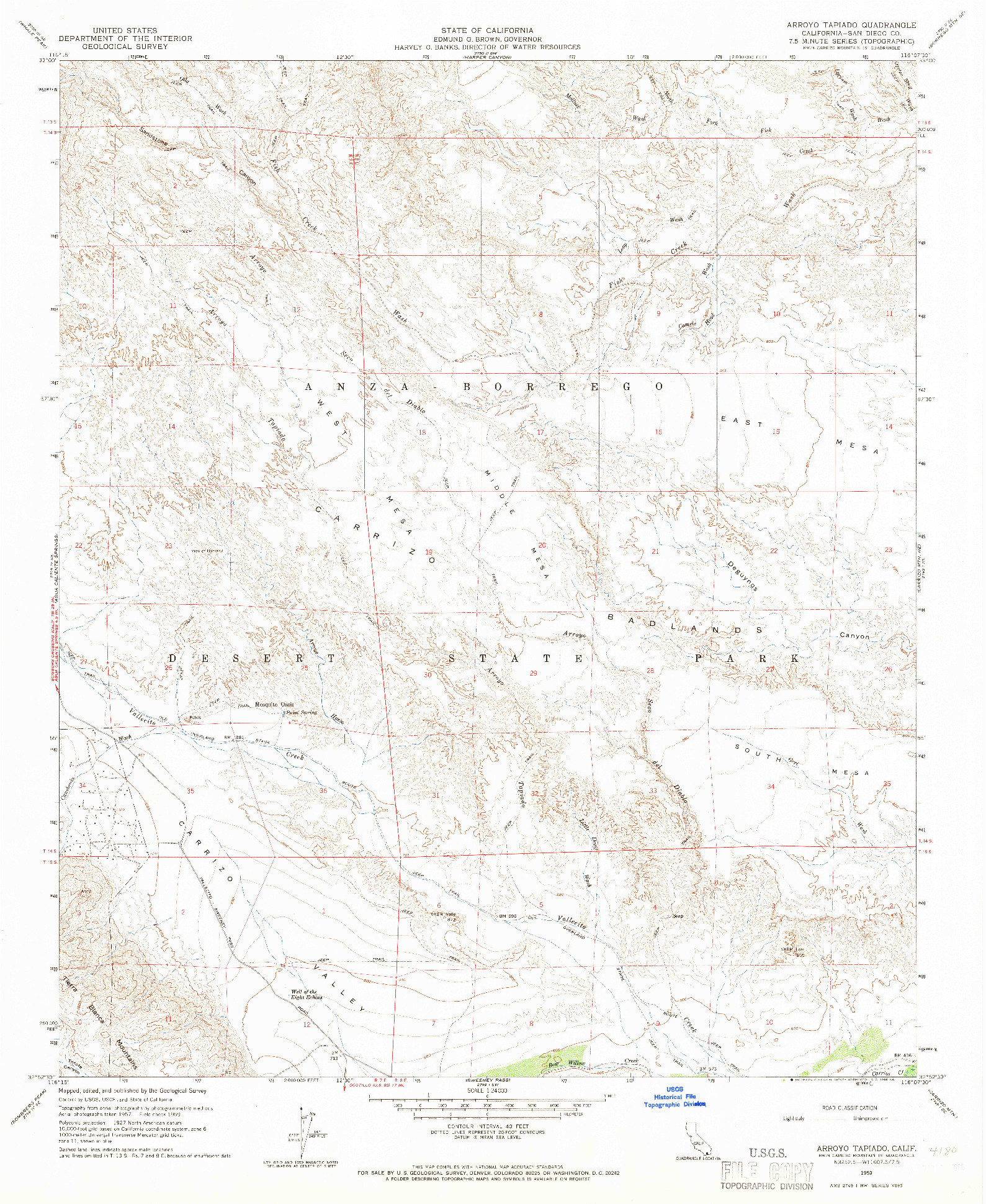 USGS 1:24000-SCALE QUADRANGLE FOR ARROYO TAPIADO, CA 1959