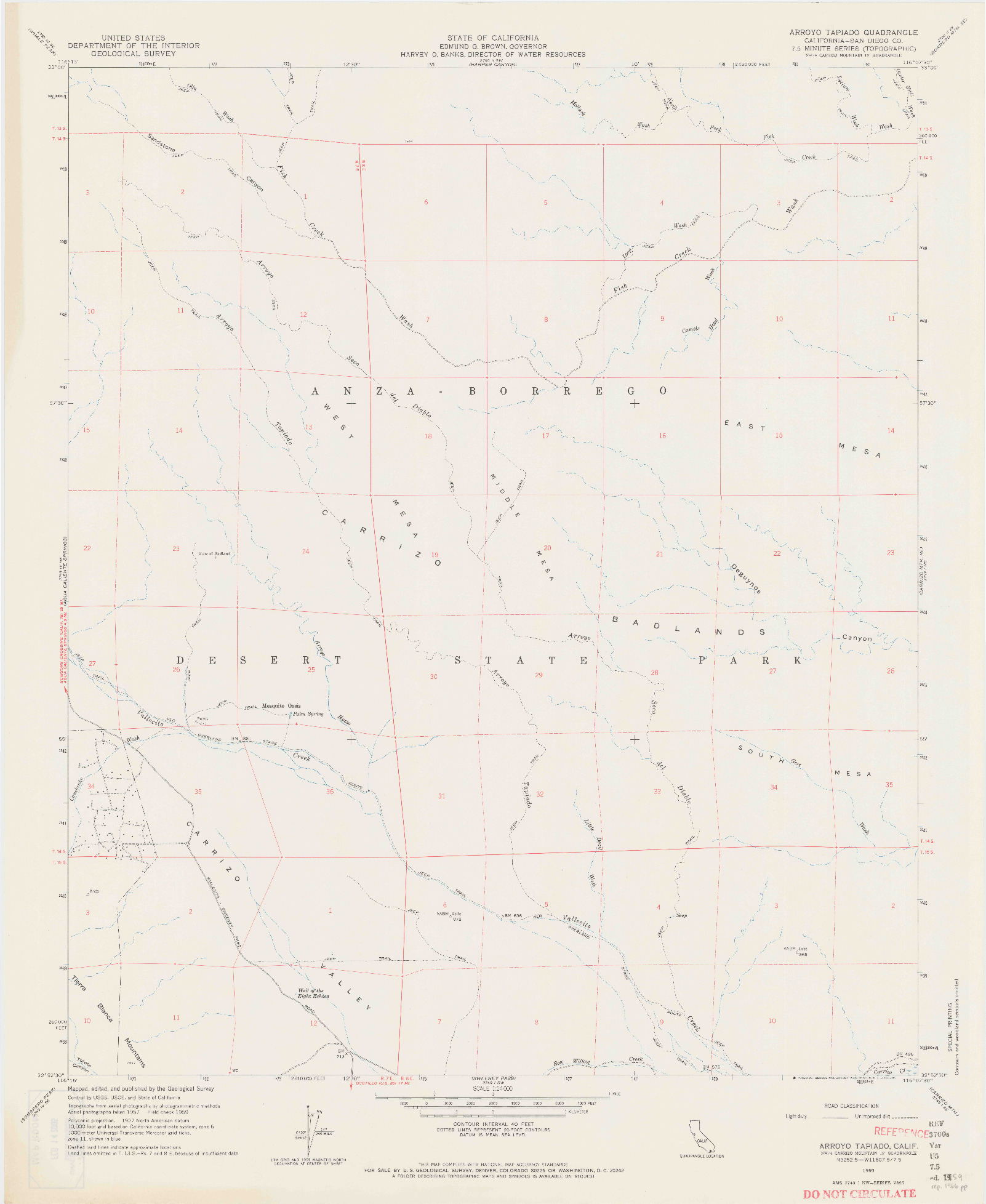 USGS 1:24000-SCALE QUADRANGLE FOR ARROYO TAPIADO, CA 1959