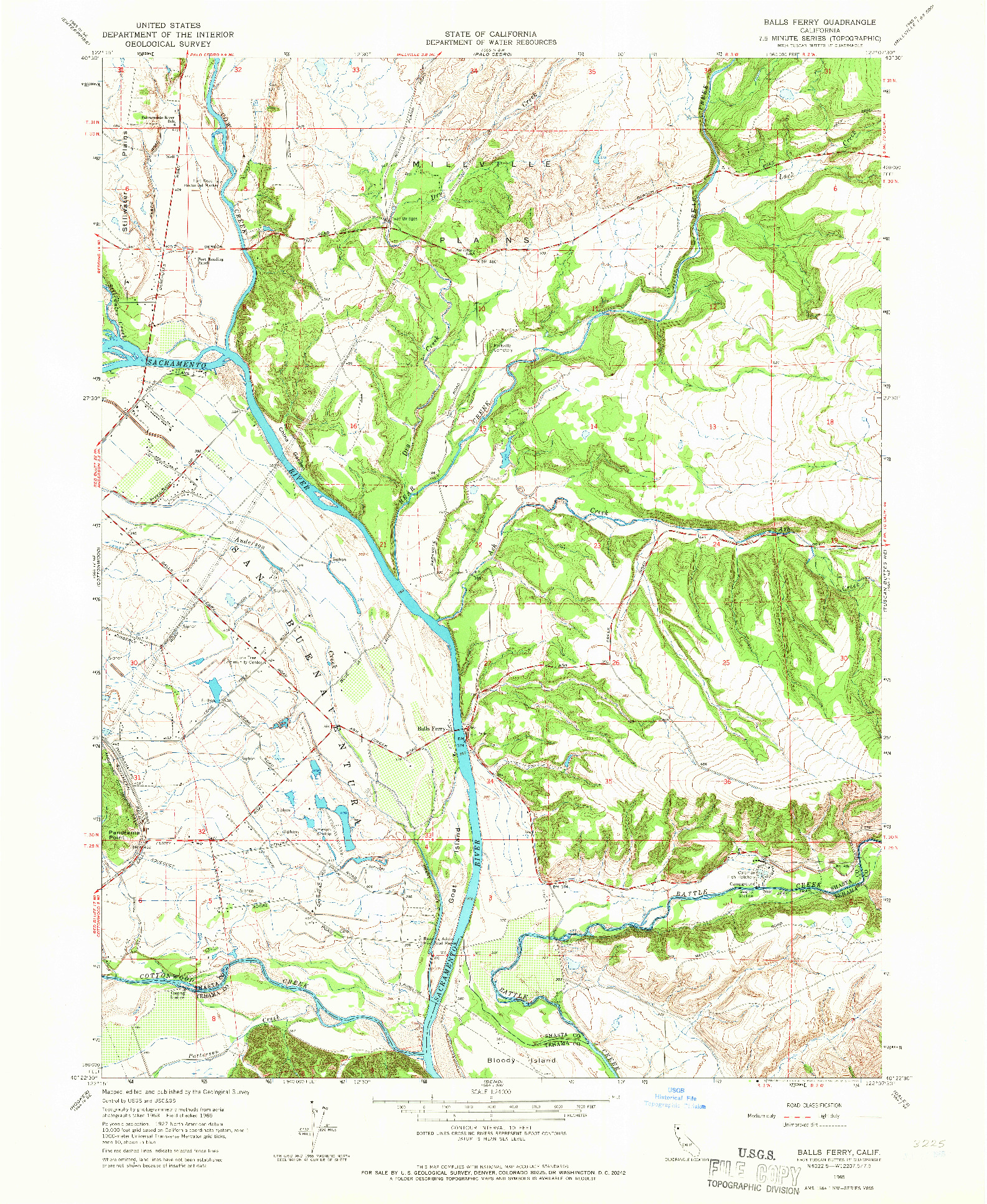 USGS 1:24000-SCALE QUADRANGLE FOR BALLS FERRY, CA 1965