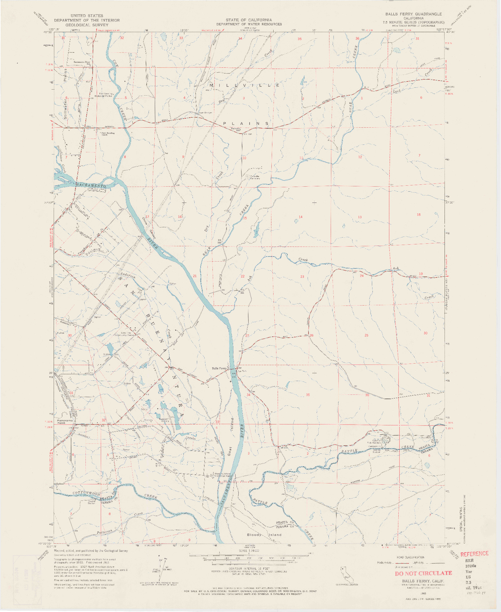 USGS 1:24000-SCALE QUADRANGLE FOR BALLS FERRY, CA 1965