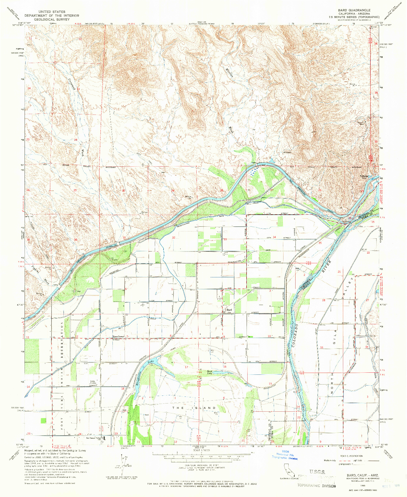 USGS 1:24000-SCALE QUADRANGLE FOR BARD, CA 1965
