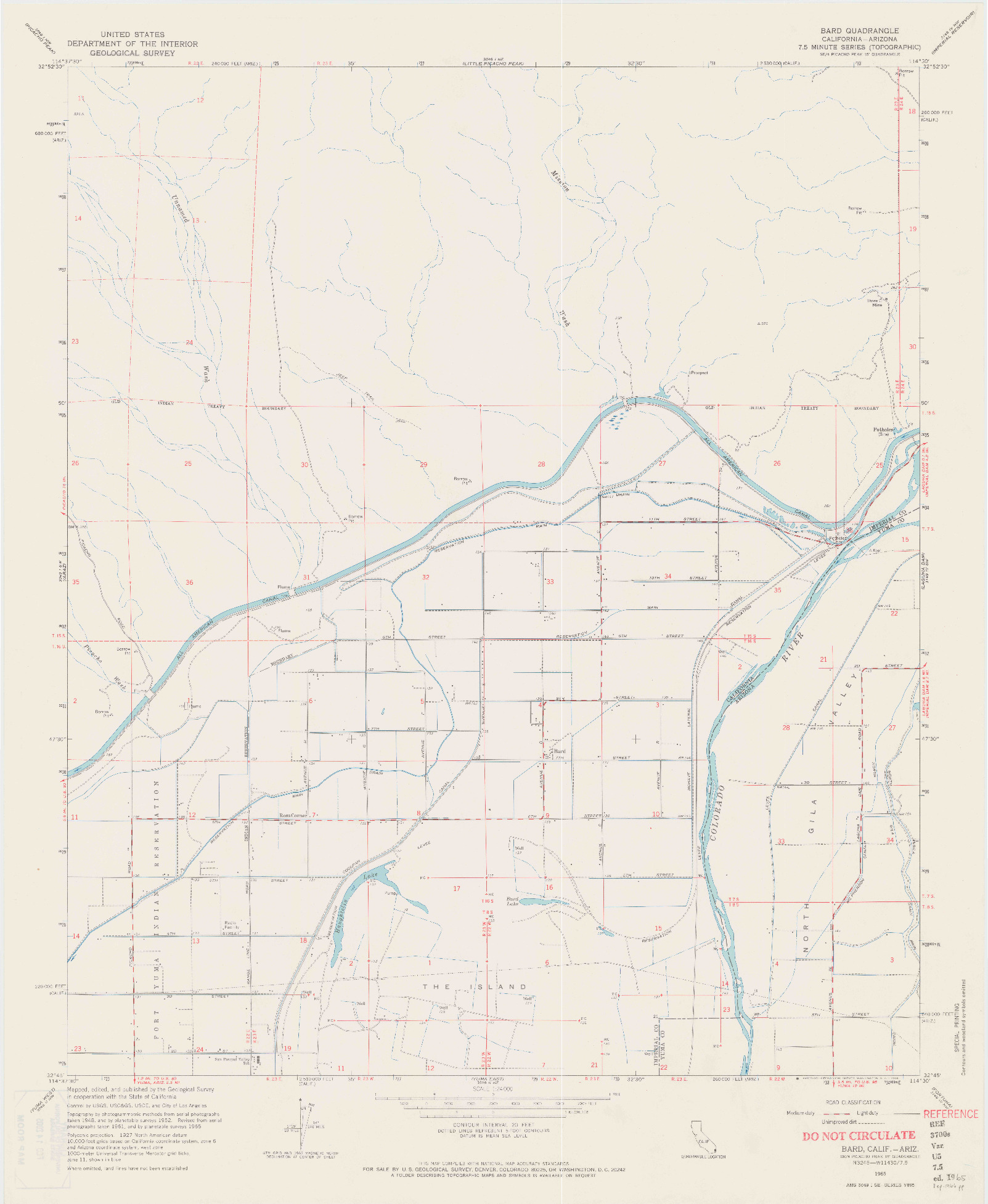 USGS 1:24000-SCALE QUADRANGLE FOR BARD, CA 1965