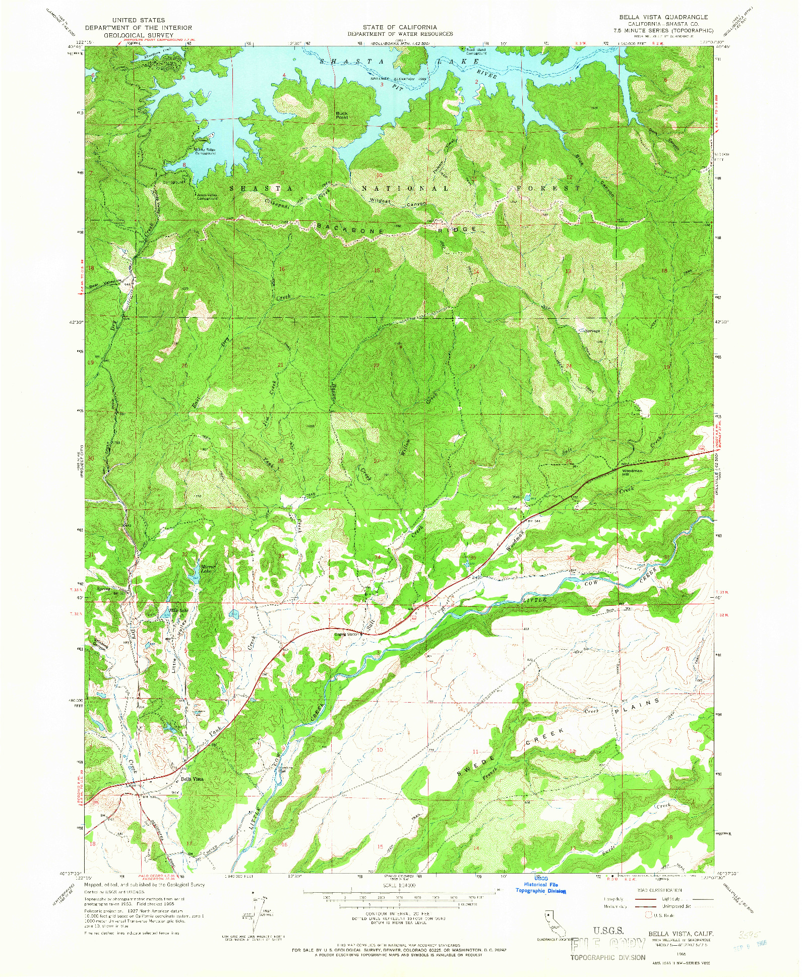 USGS 1:24000-SCALE QUADRANGLE FOR BELLA VISTA, CA 1965