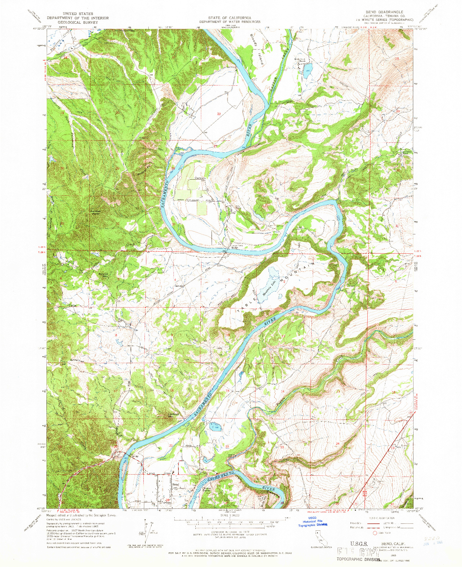USGS 1:24000-SCALE QUADRANGLE FOR BEND, CA 1965