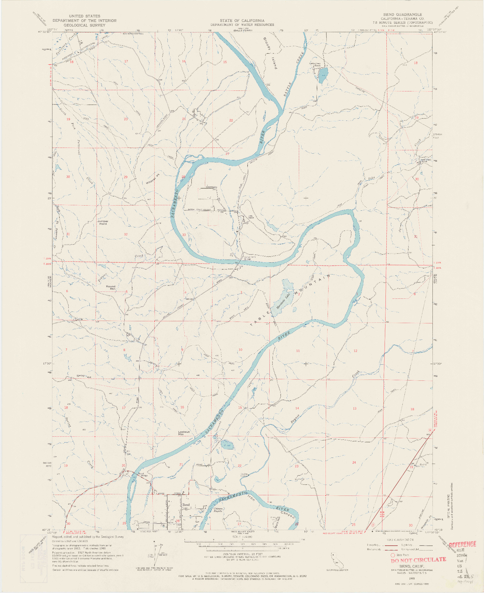 USGS 1:24000-SCALE QUADRANGLE FOR BEND, CA 1965