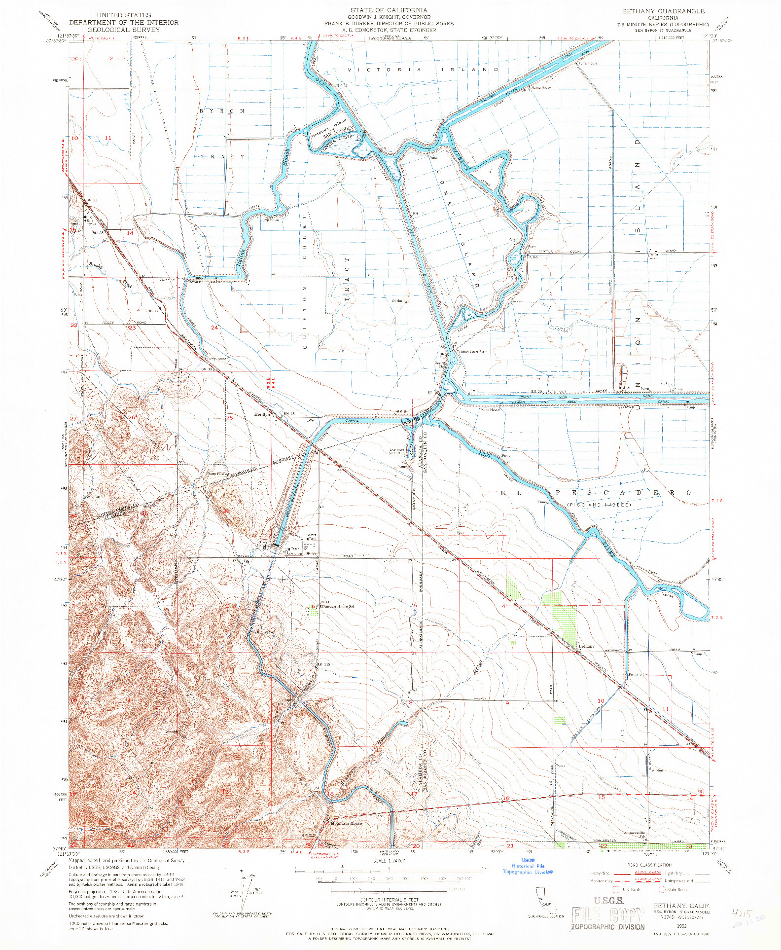 USGS 1:24000-SCALE QUADRANGLE FOR BETHANY, CA 1952