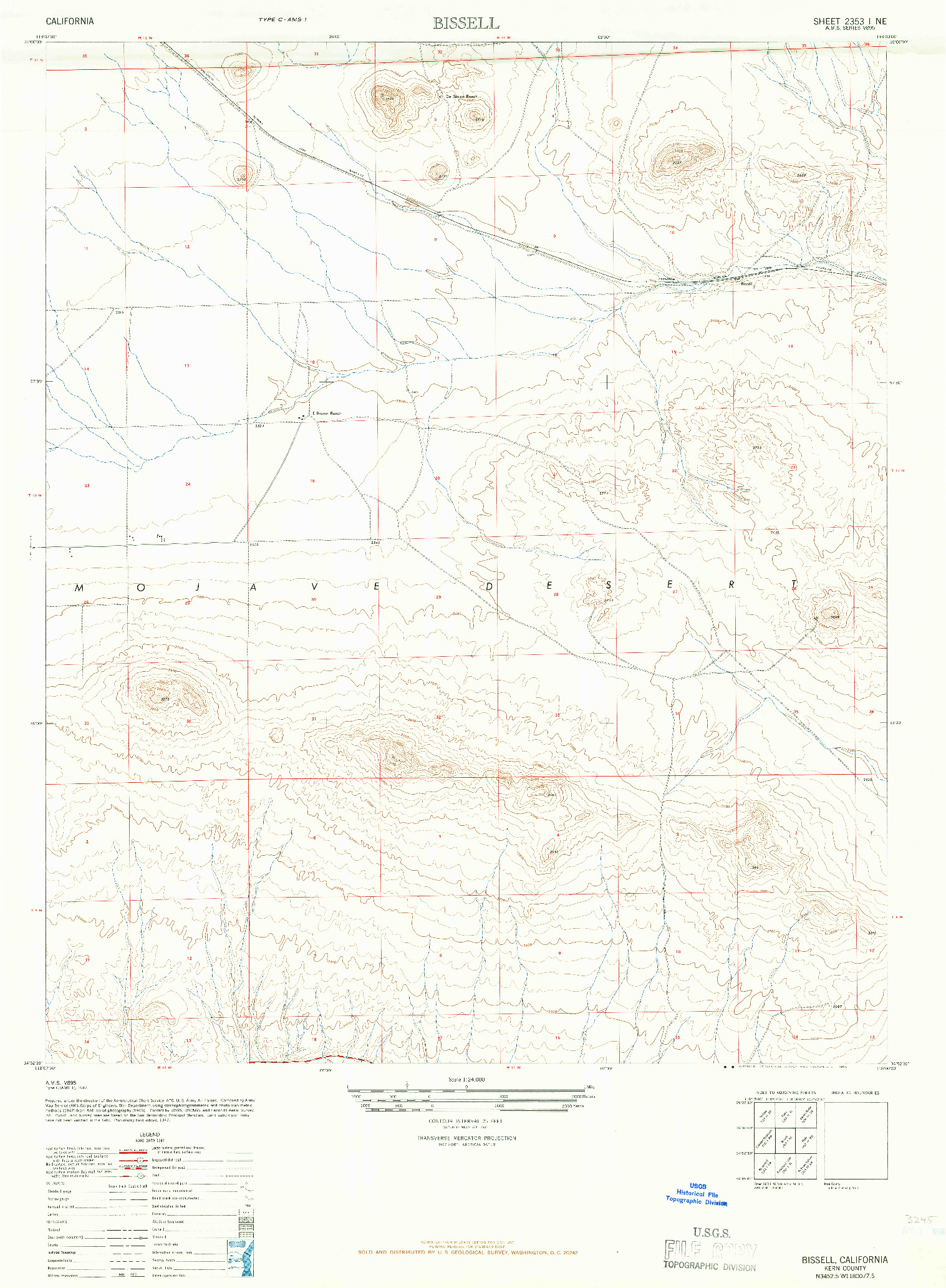 USGS 1:24000-SCALE QUADRANGLE FOR BISSELL, CA 1947