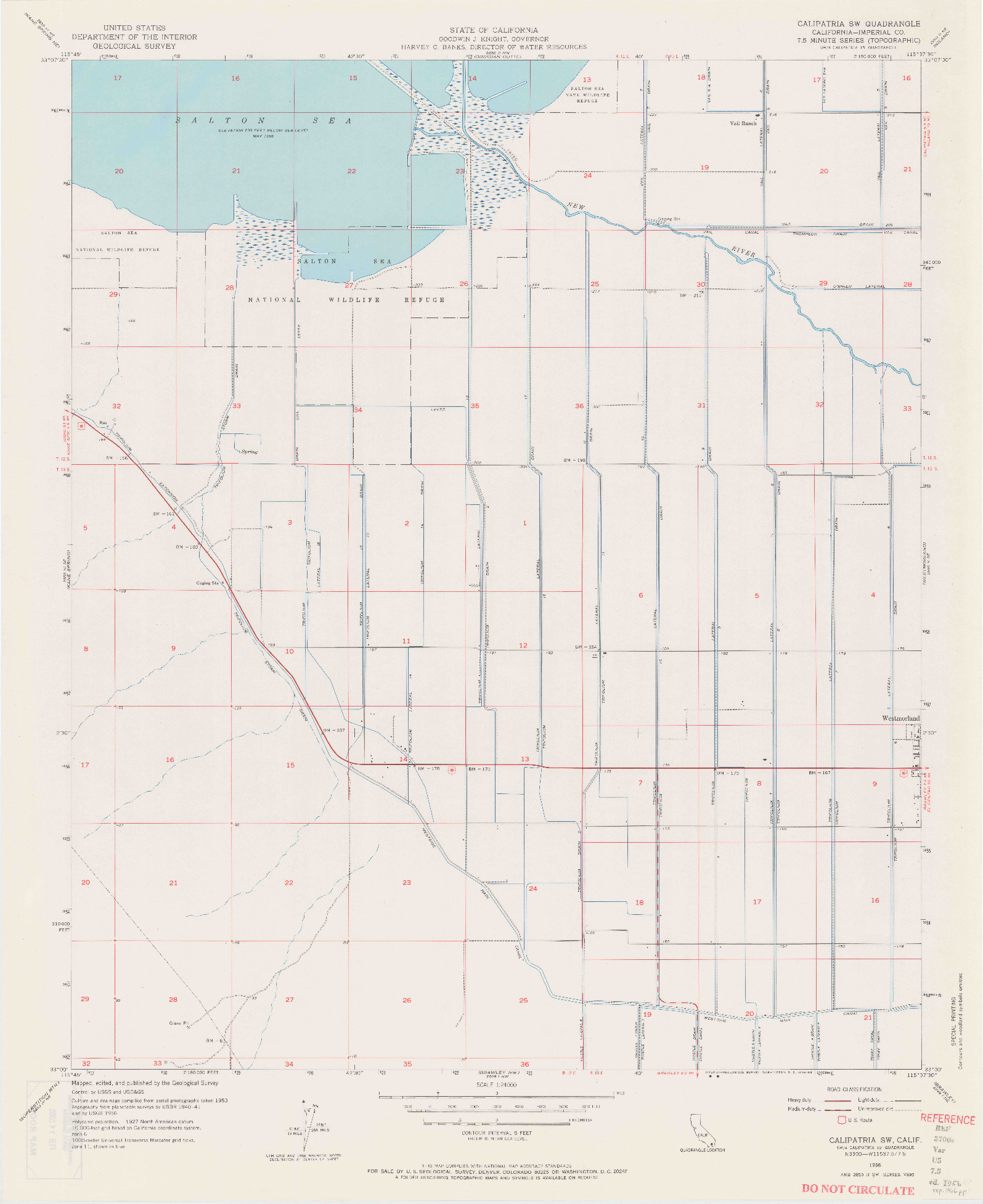 USGS 1:24000-SCALE QUADRANGLE FOR CALIPATRIA SW, CA 1956