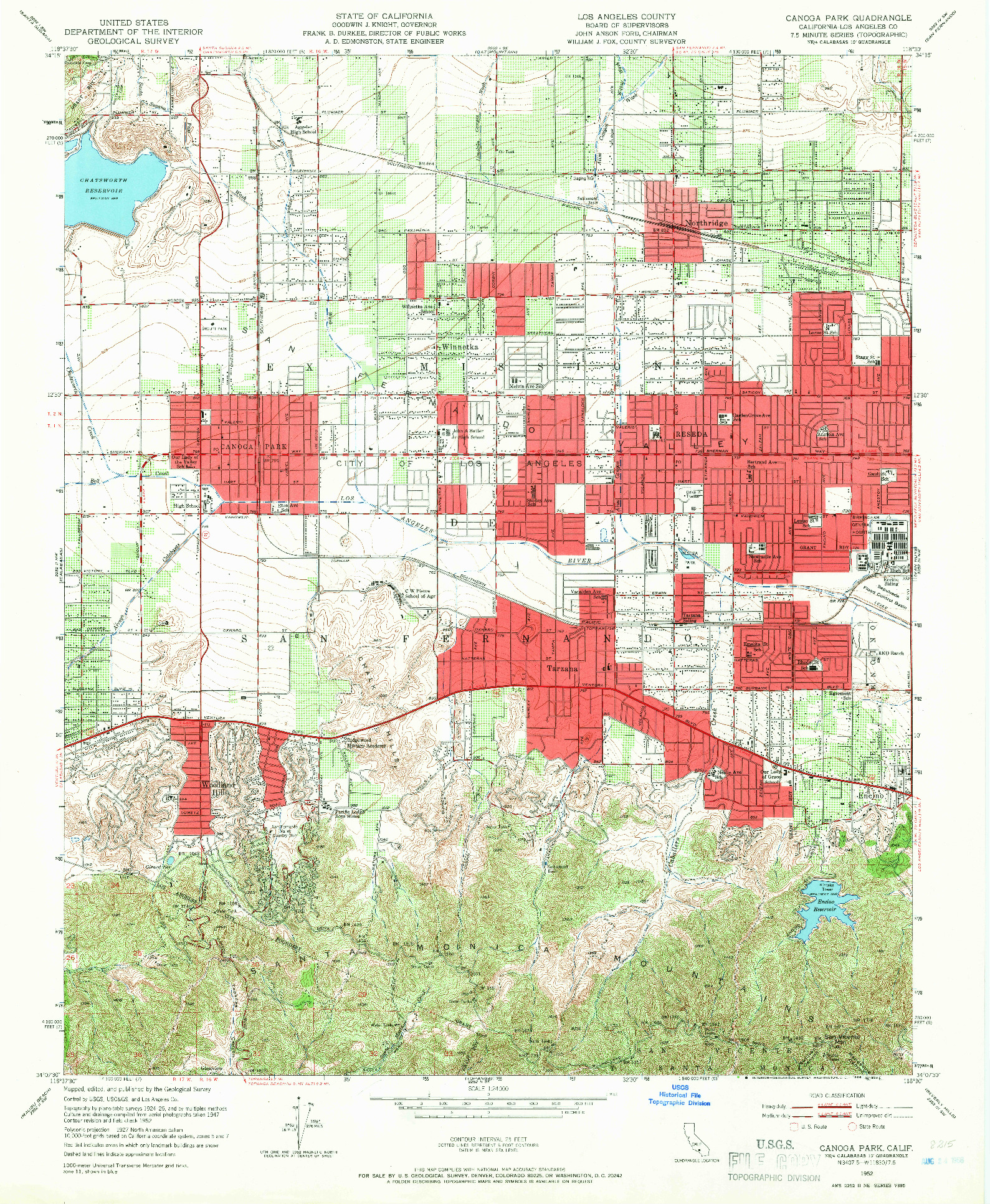 USGS 1:24000-SCALE QUADRANGLE FOR CANOGA PARK, CA 1952