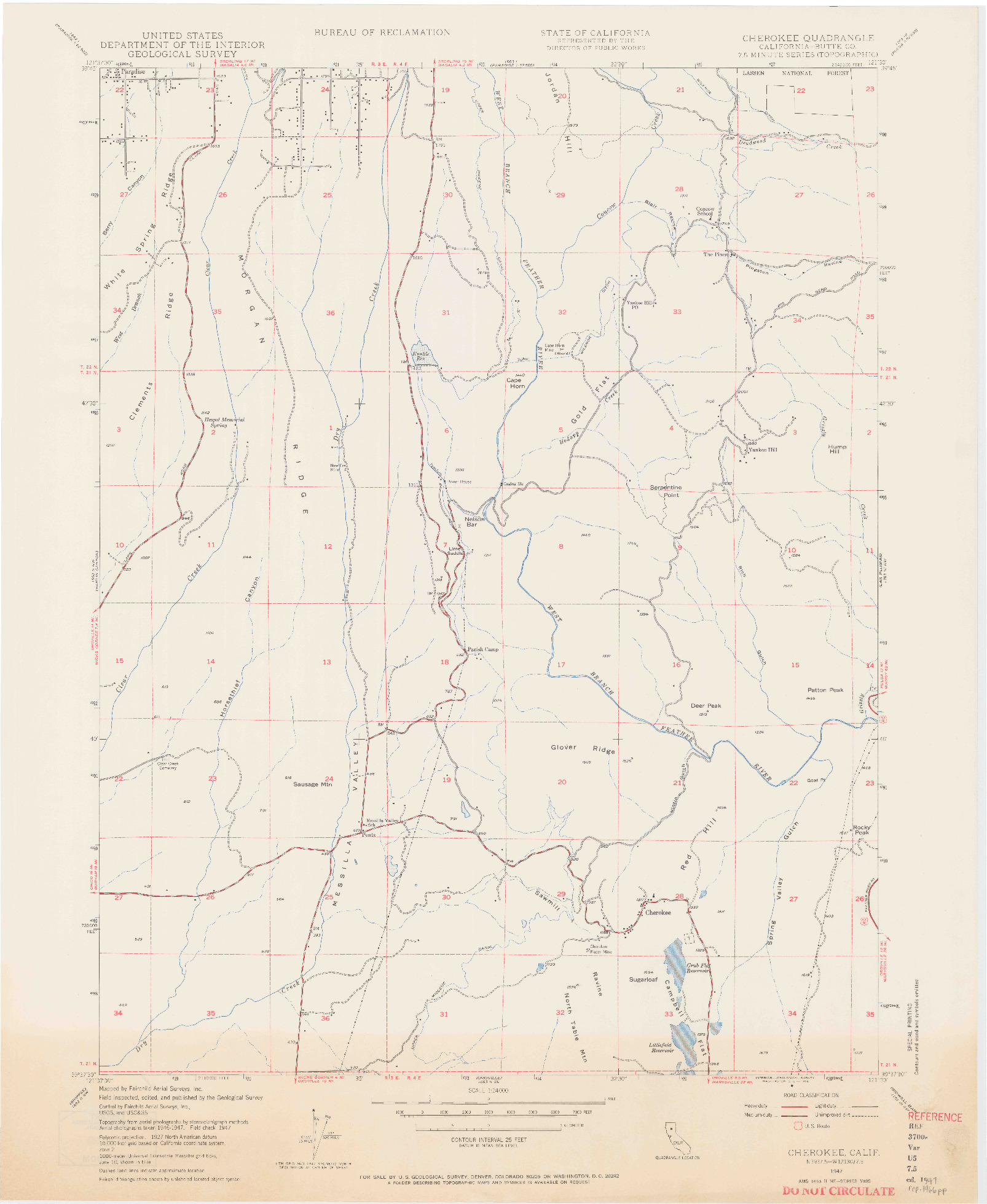 USGS 1:24000-SCALE QUADRANGLE FOR CHEROKEE, CA 1947
