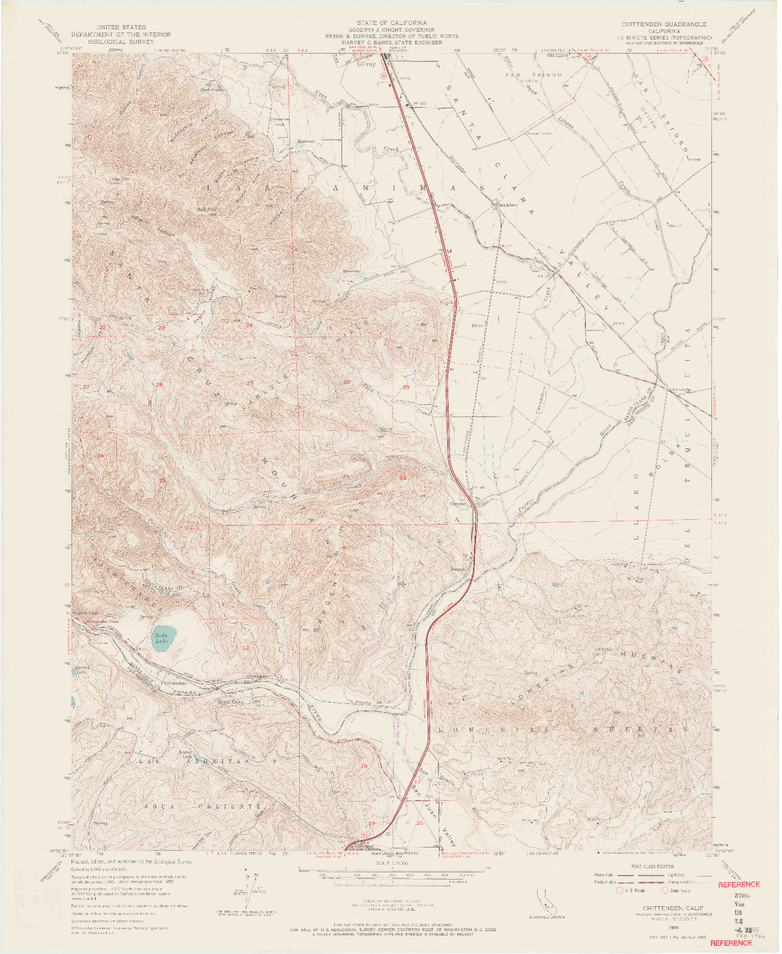 USGS 1:24000-SCALE QUADRANGLE FOR CHITTENDEN, CA 1955