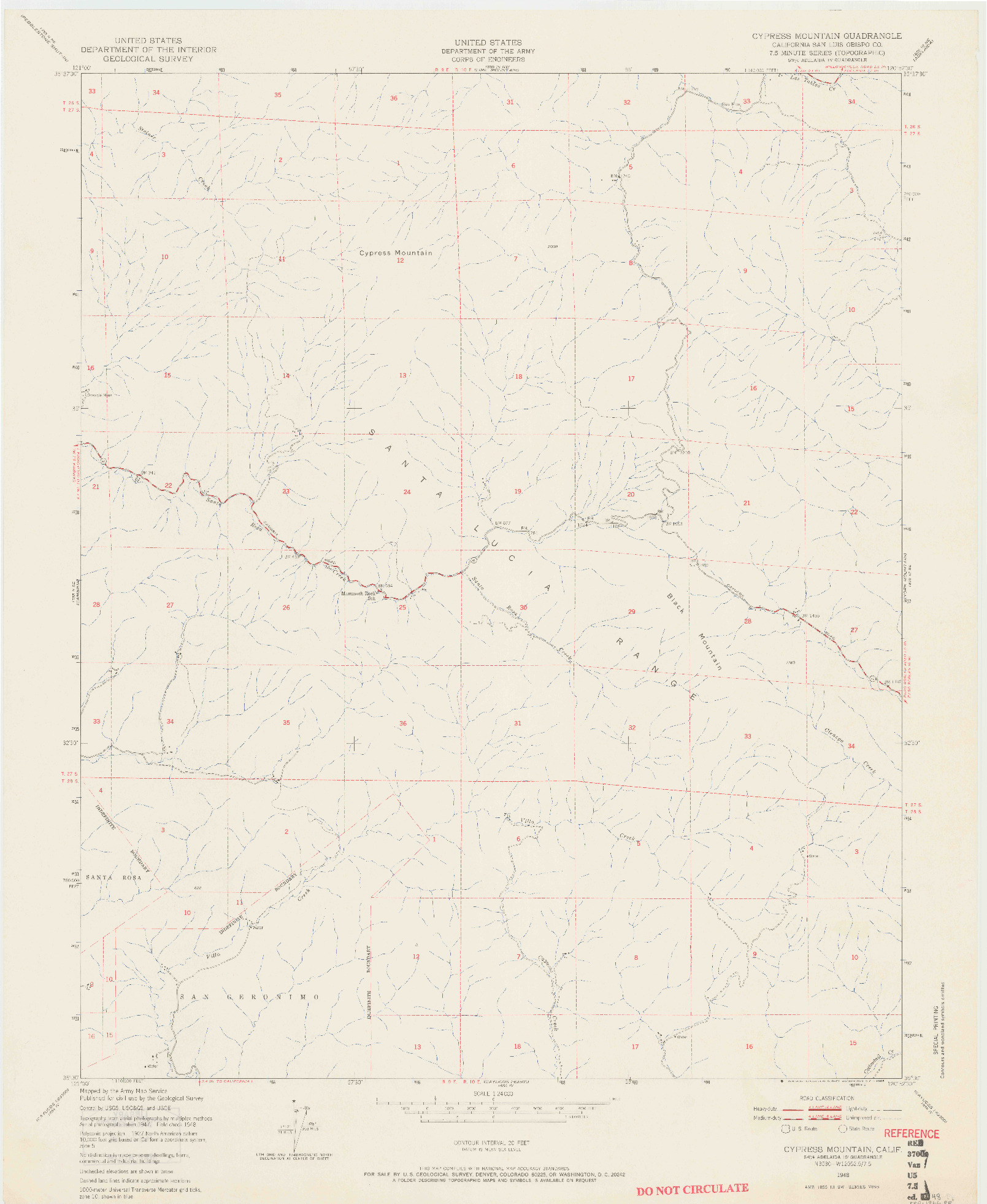 USGS 1:24000-SCALE QUADRANGLE FOR CYPRESS MOUNTAIN, CA 1948