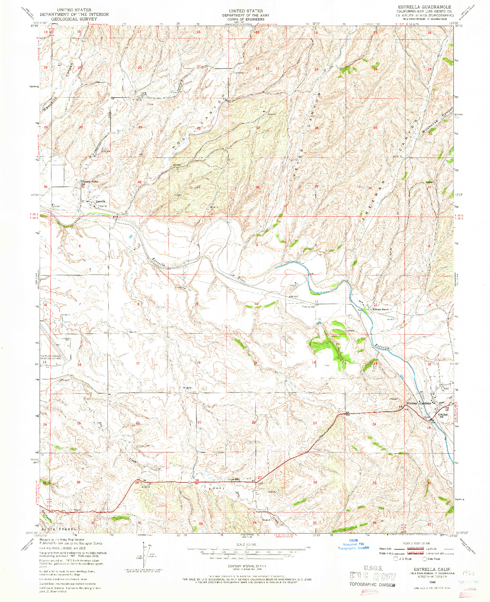 USGS 1:24000-SCALE QUADRANGLE FOR ESTRELLA, CA 1948