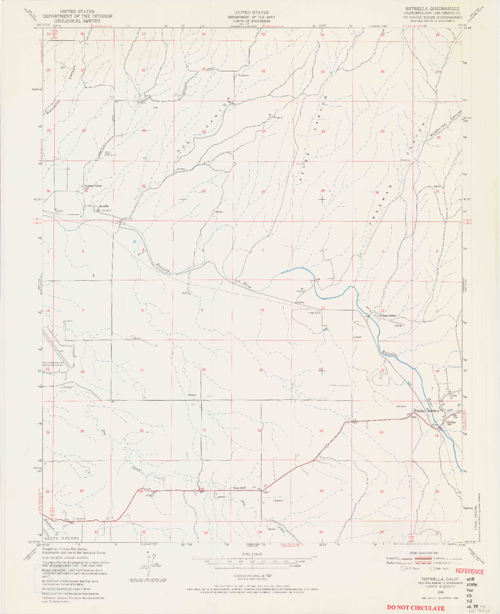 USGS 1:24000-SCALE QUADRANGLE FOR ESTRELLA, CA 1948
