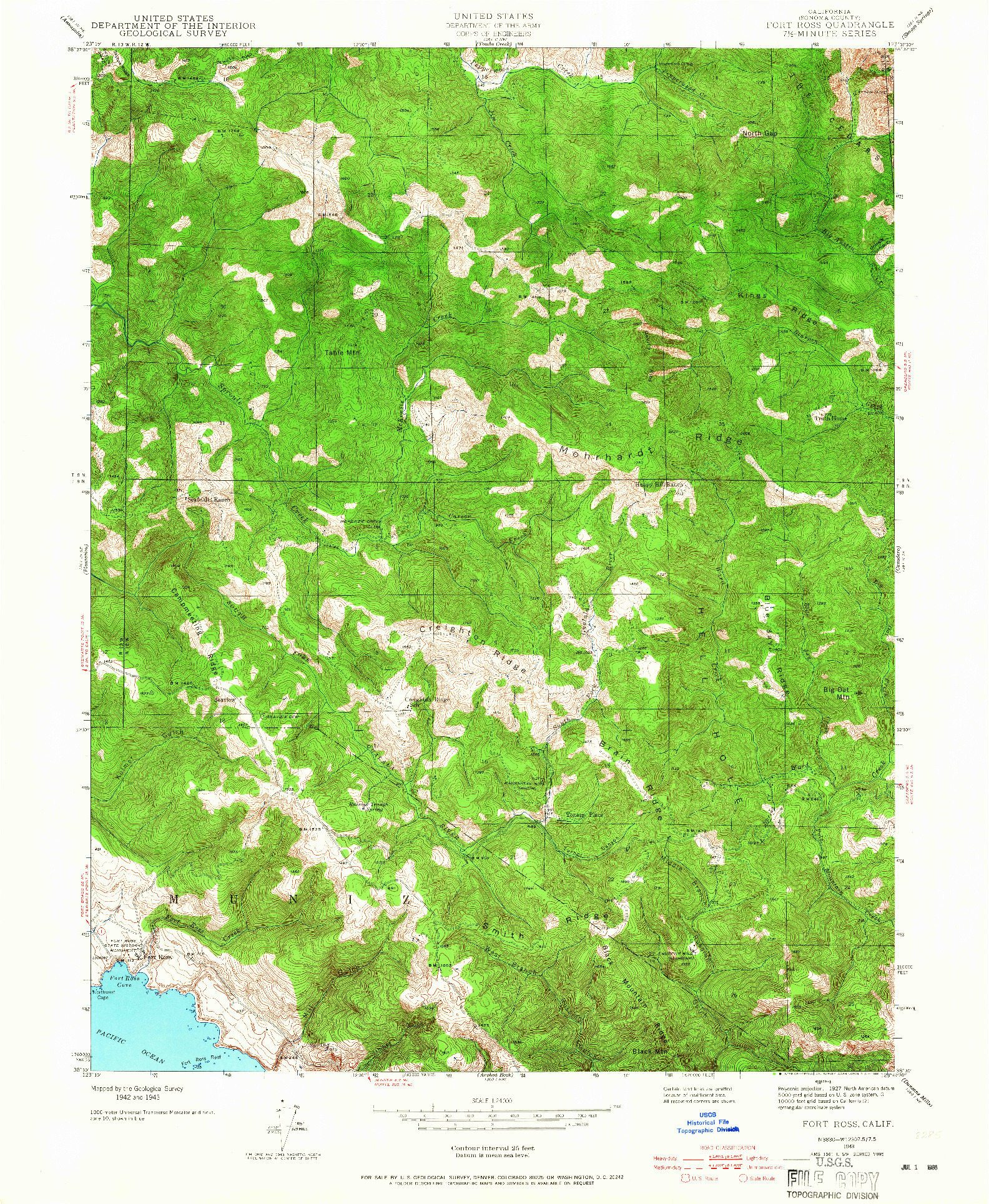 USGS 1:24000-SCALE QUADRANGLE FOR FORT ROSS, CA 1943