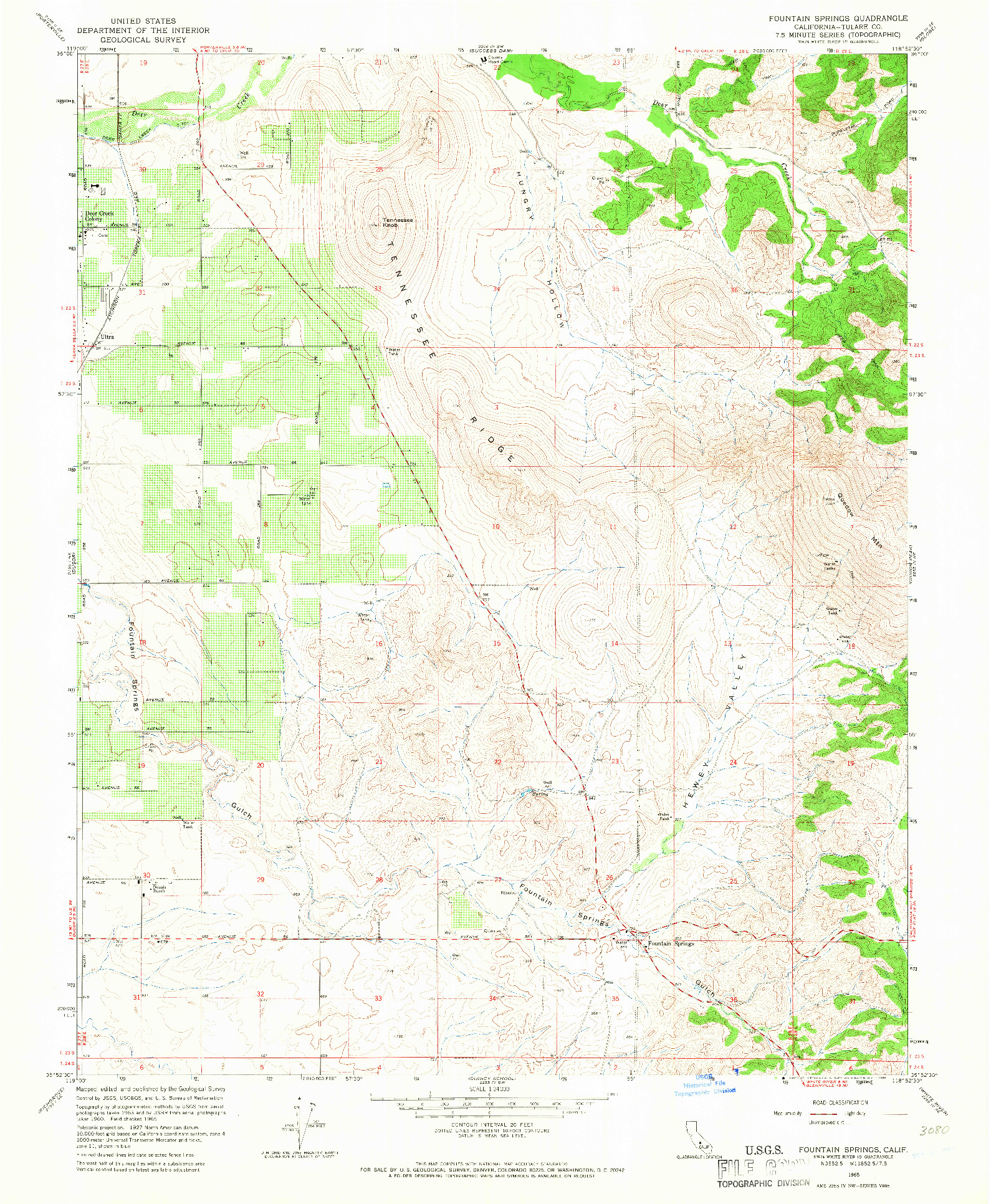 USGS 1:24000-SCALE QUADRANGLE FOR FOUNTAIN SPRINGS, CA 1965