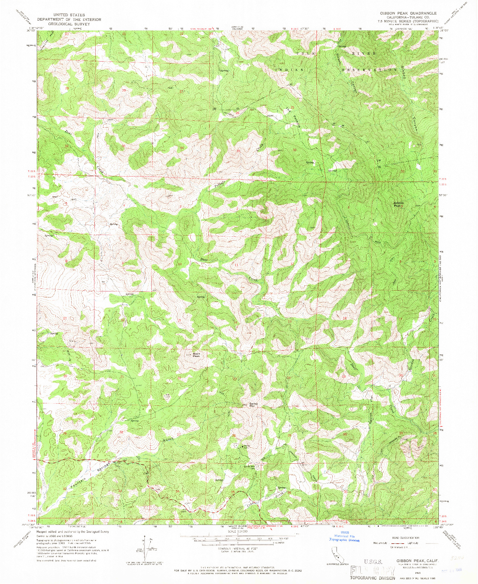 USGS 1:24000-SCALE QUADRANGLE FOR GIBBON PEAK, CA 1965