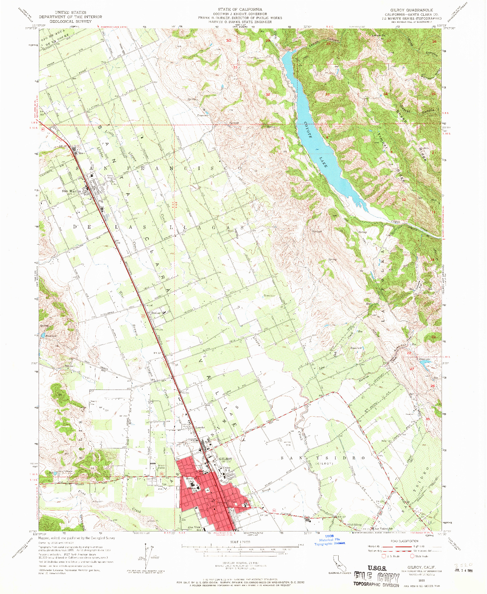 USGS 1:24000-SCALE QUADRANGLE FOR GILROY, CA 1955