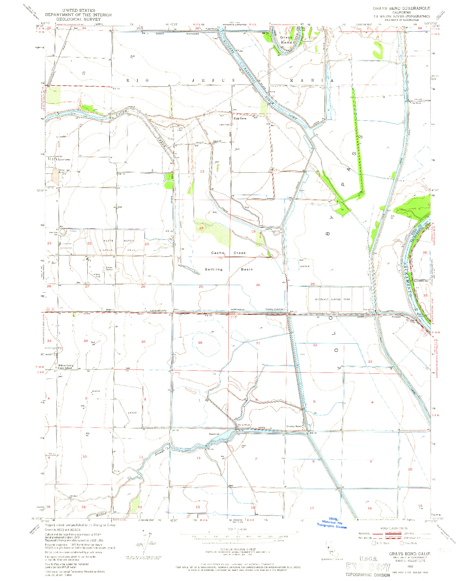 USGS 1:24000-SCALE QUADRANGLE FOR GRAYS BEND, CA 1953