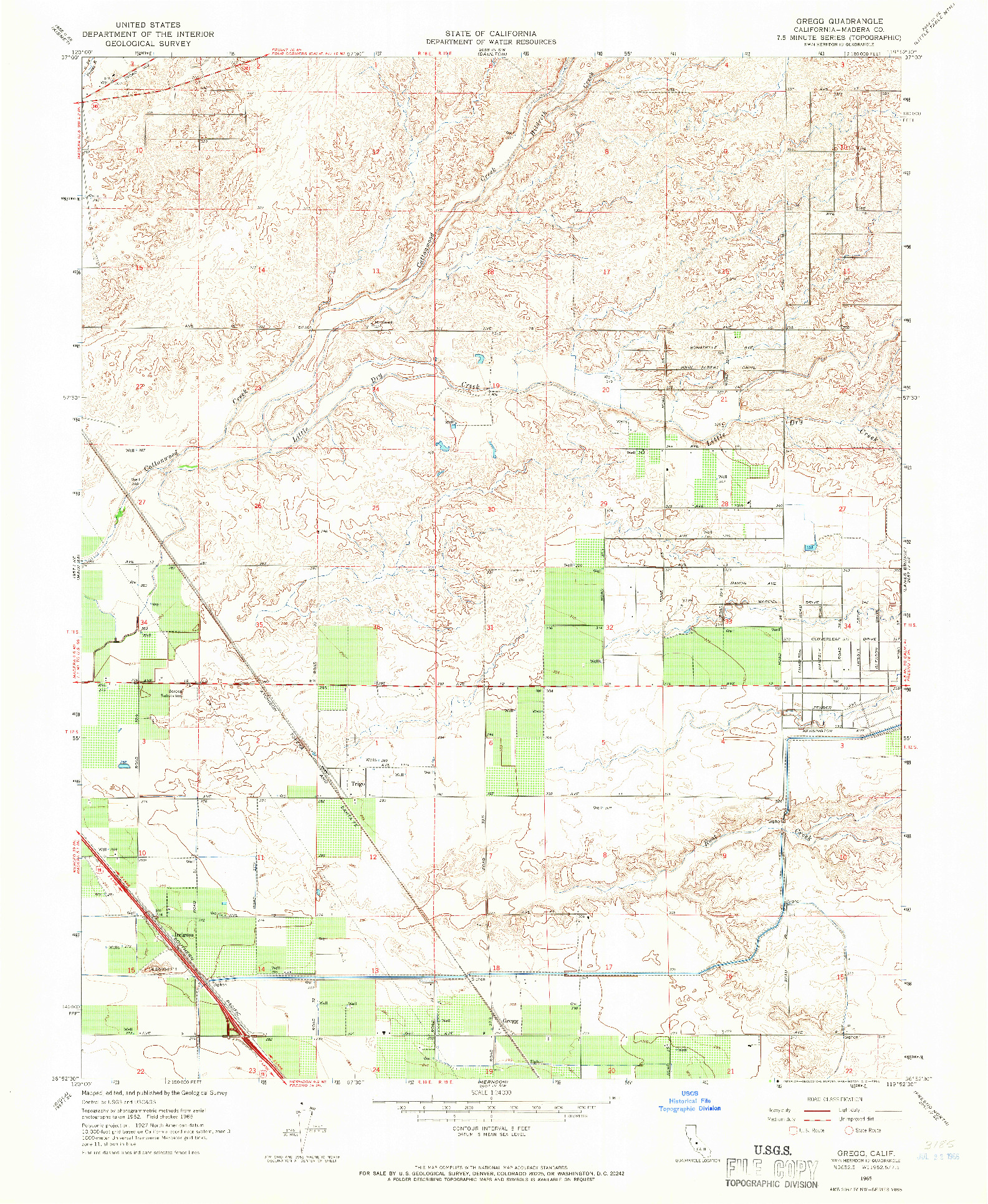 USGS 1:24000-SCALE QUADRANGLE FOR GREGG, CA 1965