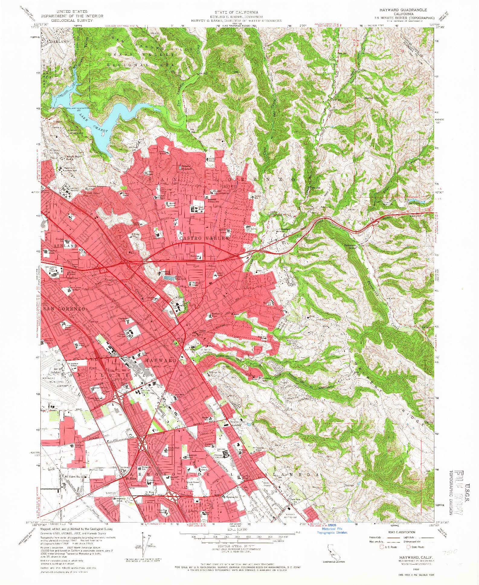 USGS 1:24000-SCALE QUADRANGLE FOR HAYWARD, CA 1959