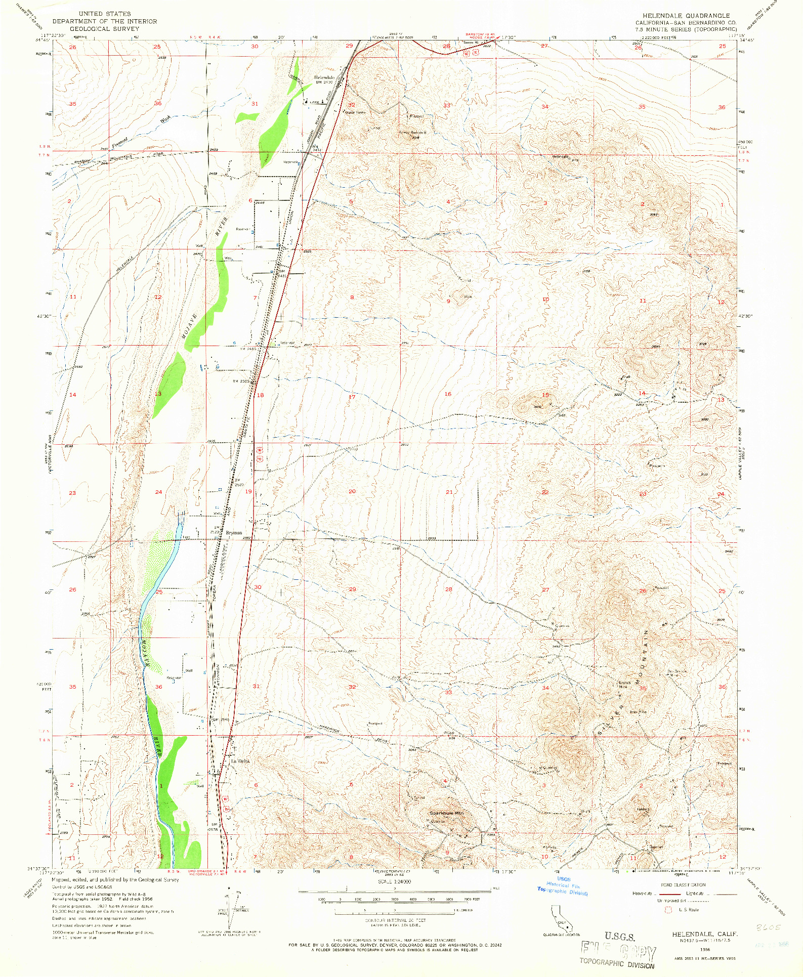 USGS 1:24000-SCALE QUADRANGLE FOR HELENDALE, CA 1956