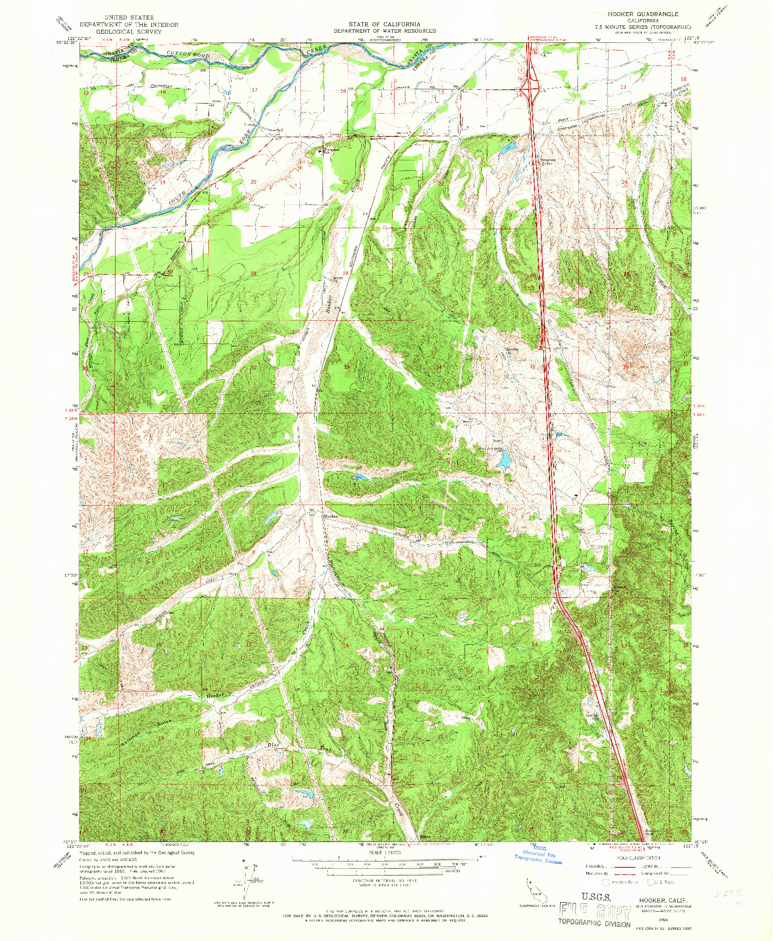 USGS 1:24000-SCALE QUADRANGLE FOR HOOKER, CA 1965