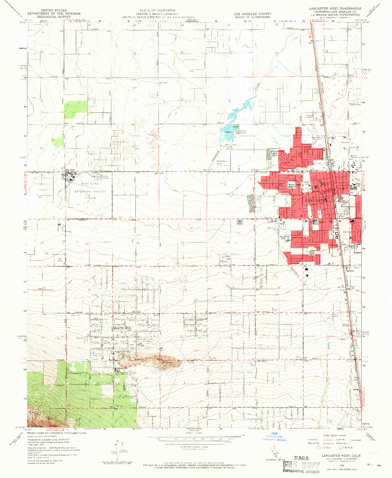 USGS 1:24000-SCALE QUADRANGLE FOR LANCASTER WEST, CA 1958