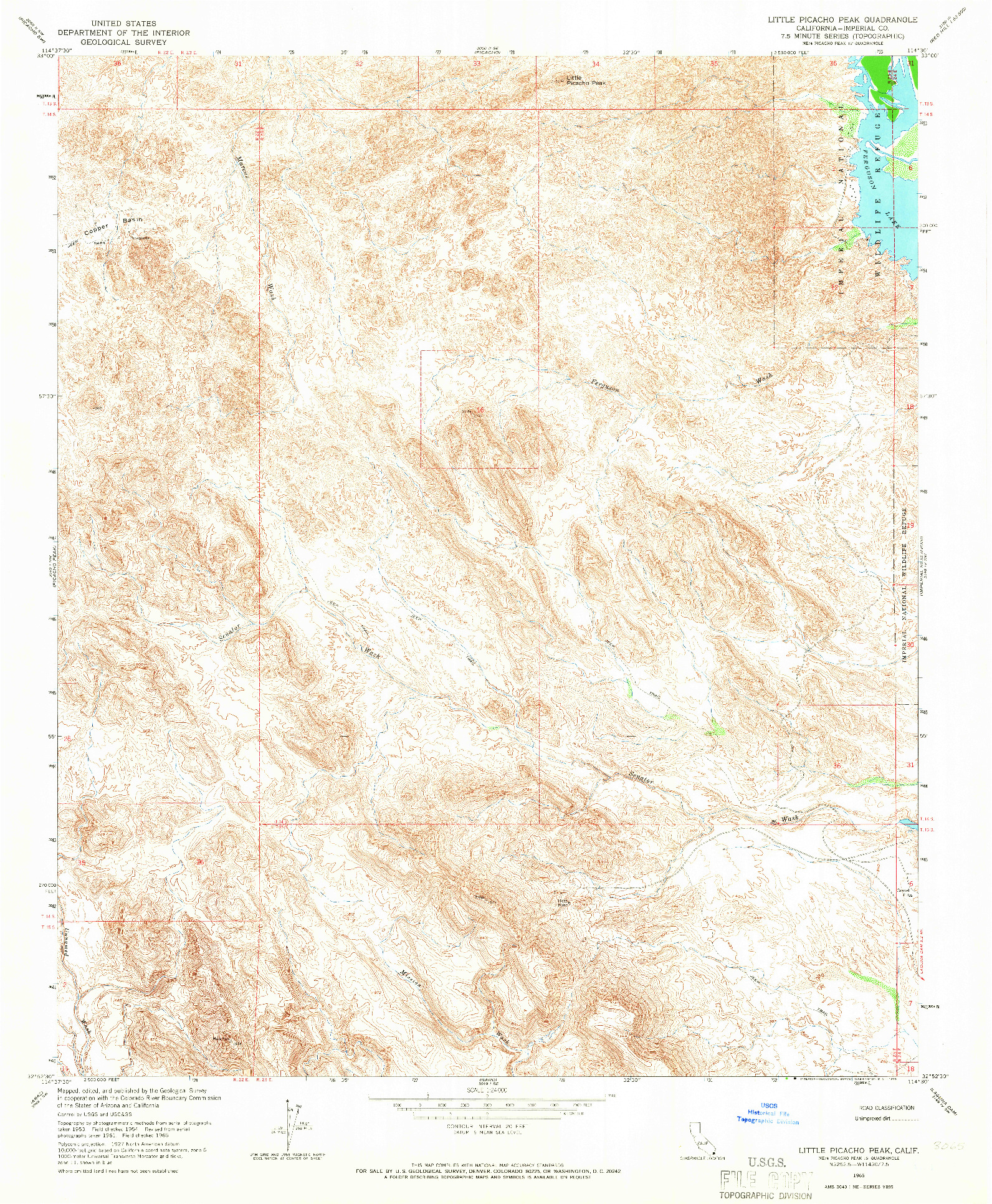 USGS 1:24000-SCALE QUADRANGLE FOR LITTLE PICACHO PEAK, CA 1965