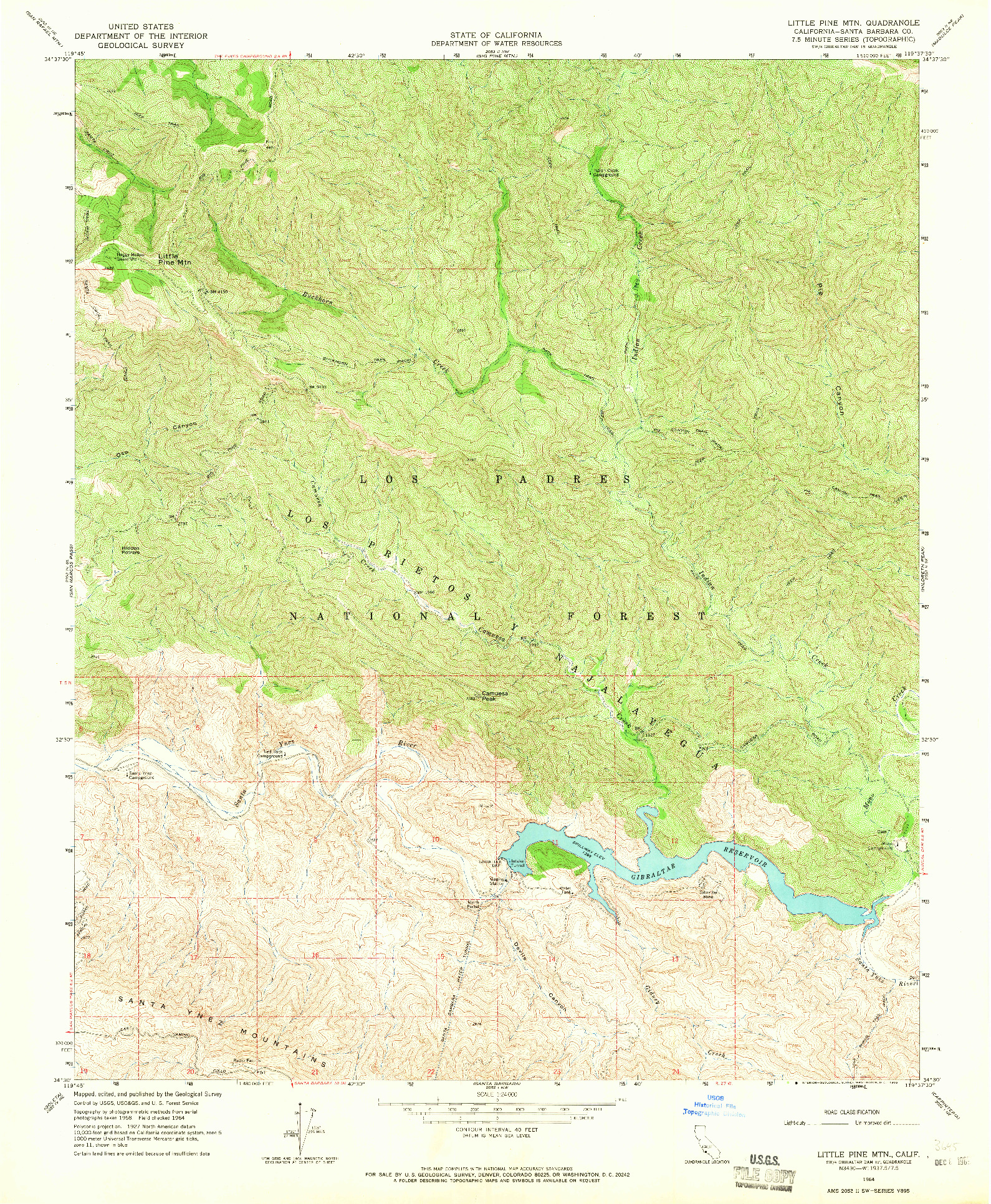 USGS 1:24000-SCALE QUADRANGLE FOR LITTLE PINE MOUNTAIN, CA 1964