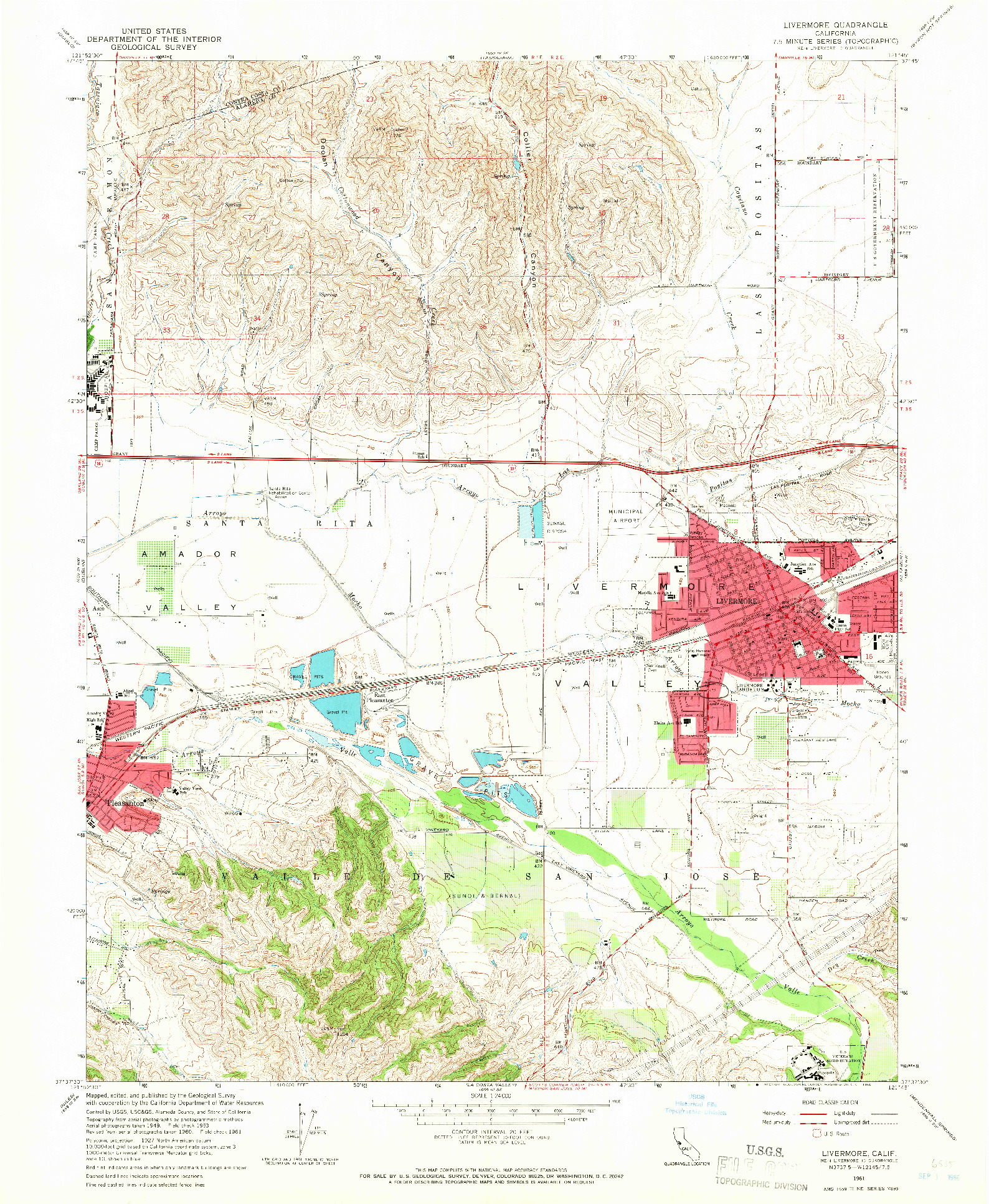 USGS 1:24000-SCALE QUADRANGLE FOR LIVERMORE, CA 1961