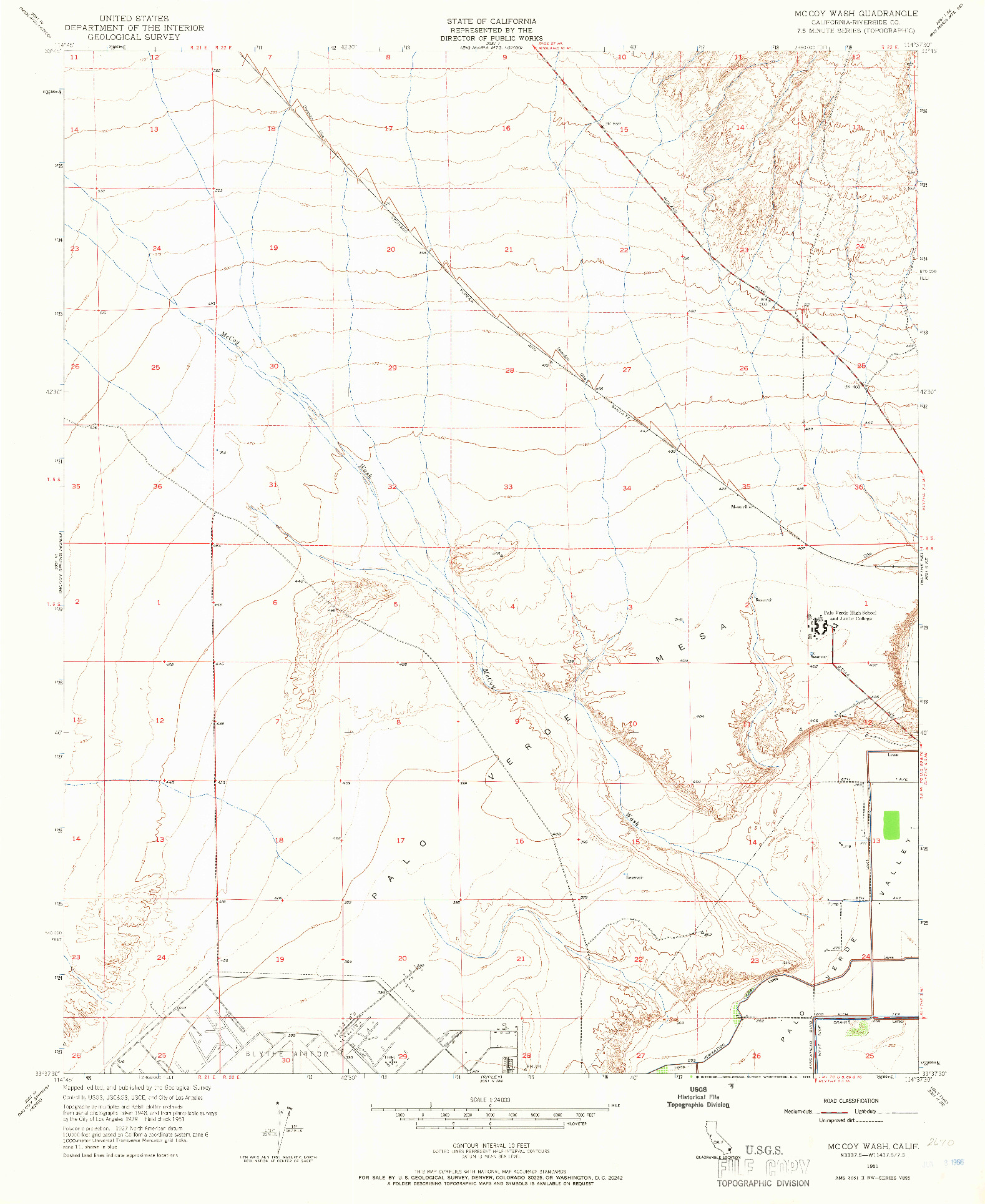 USGS 1:24000-SCALE QUADRANGLE FOR MCCOY WASH, CA 1951