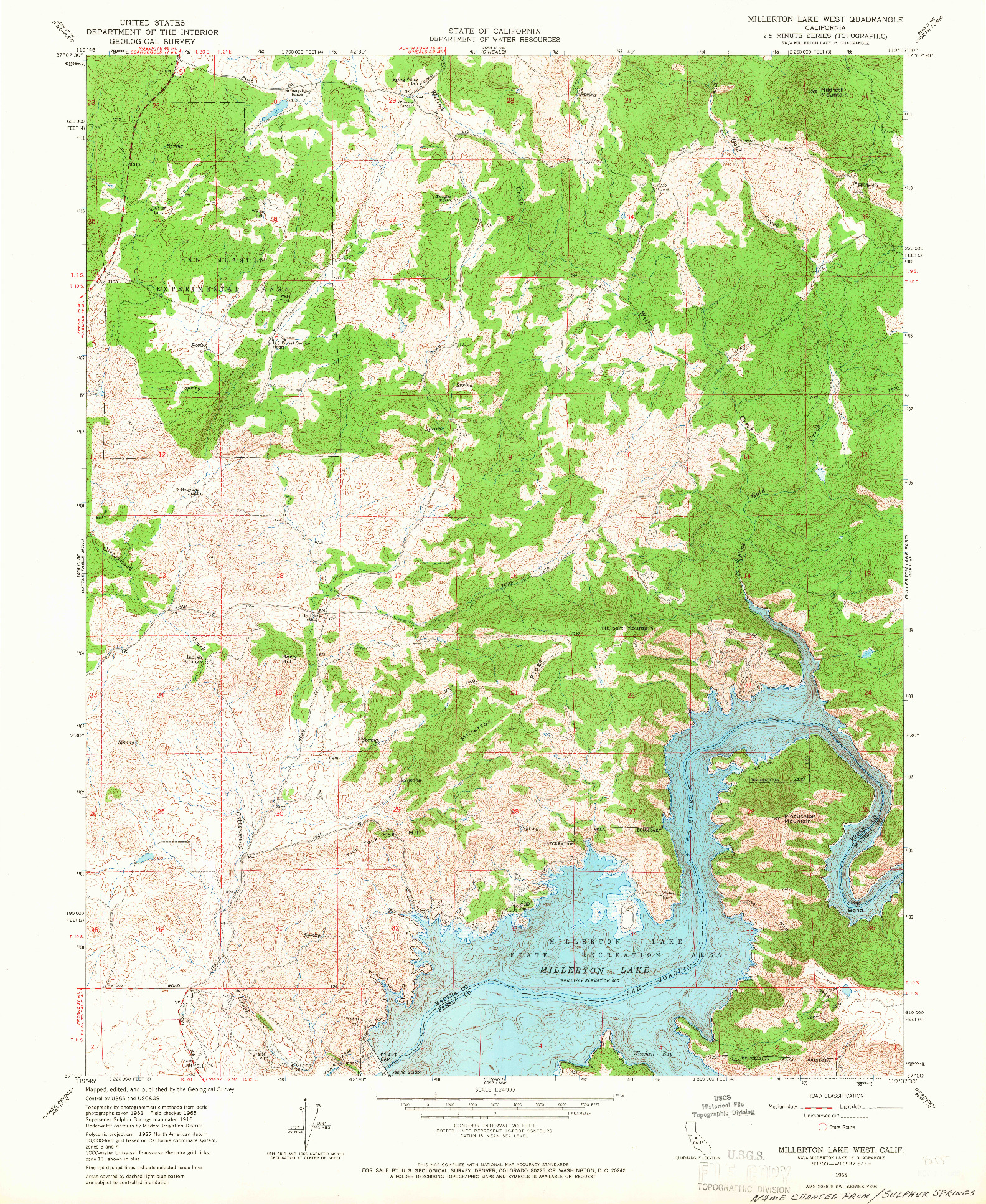 USGS 1:24000-SCALE QUADRANGLE FOR MILLERTON LAKE WEST, CA 1965