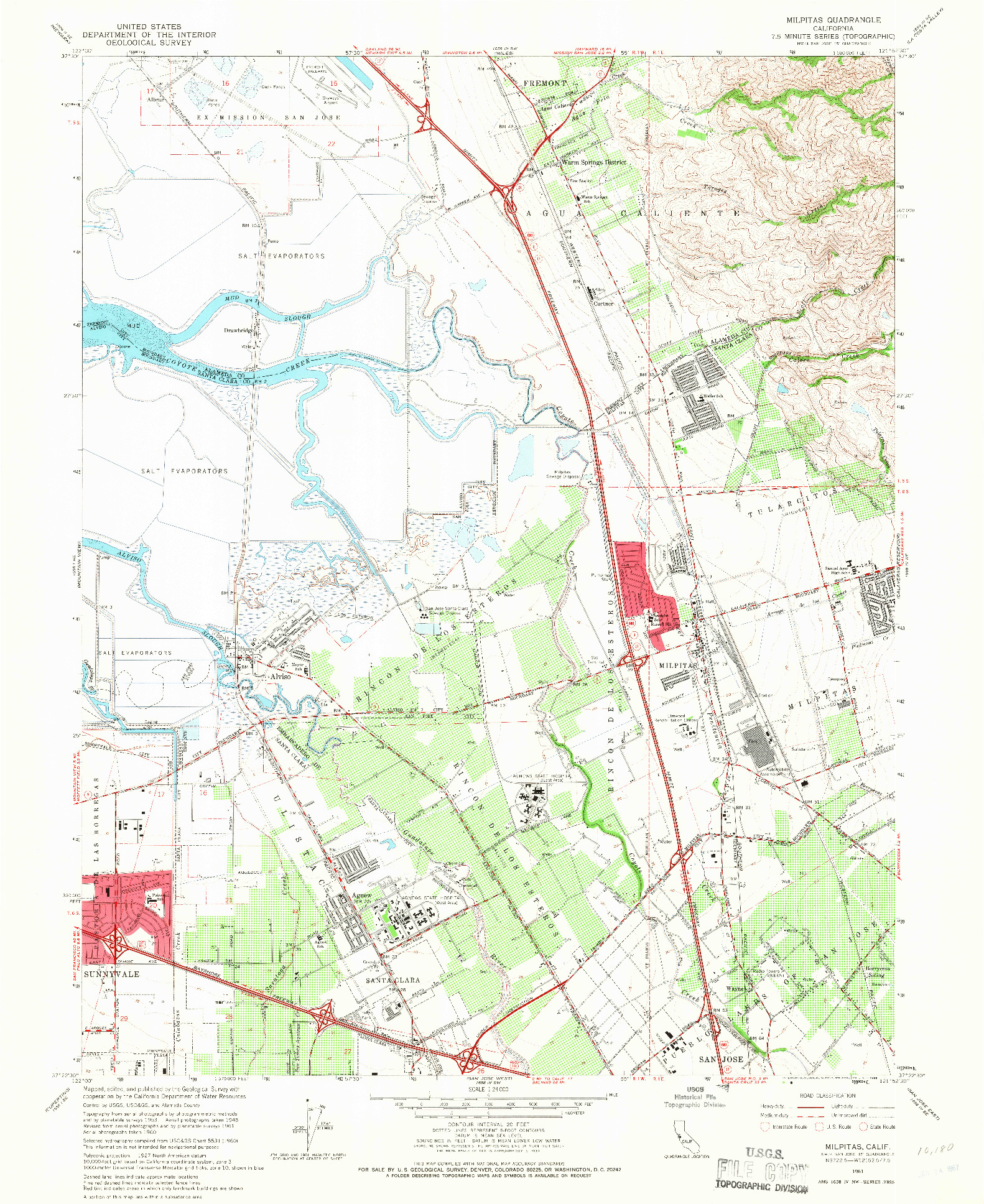 USGS 1:24000-SCALE QUADRANGLE FOR MILPITAS, CA 1961
