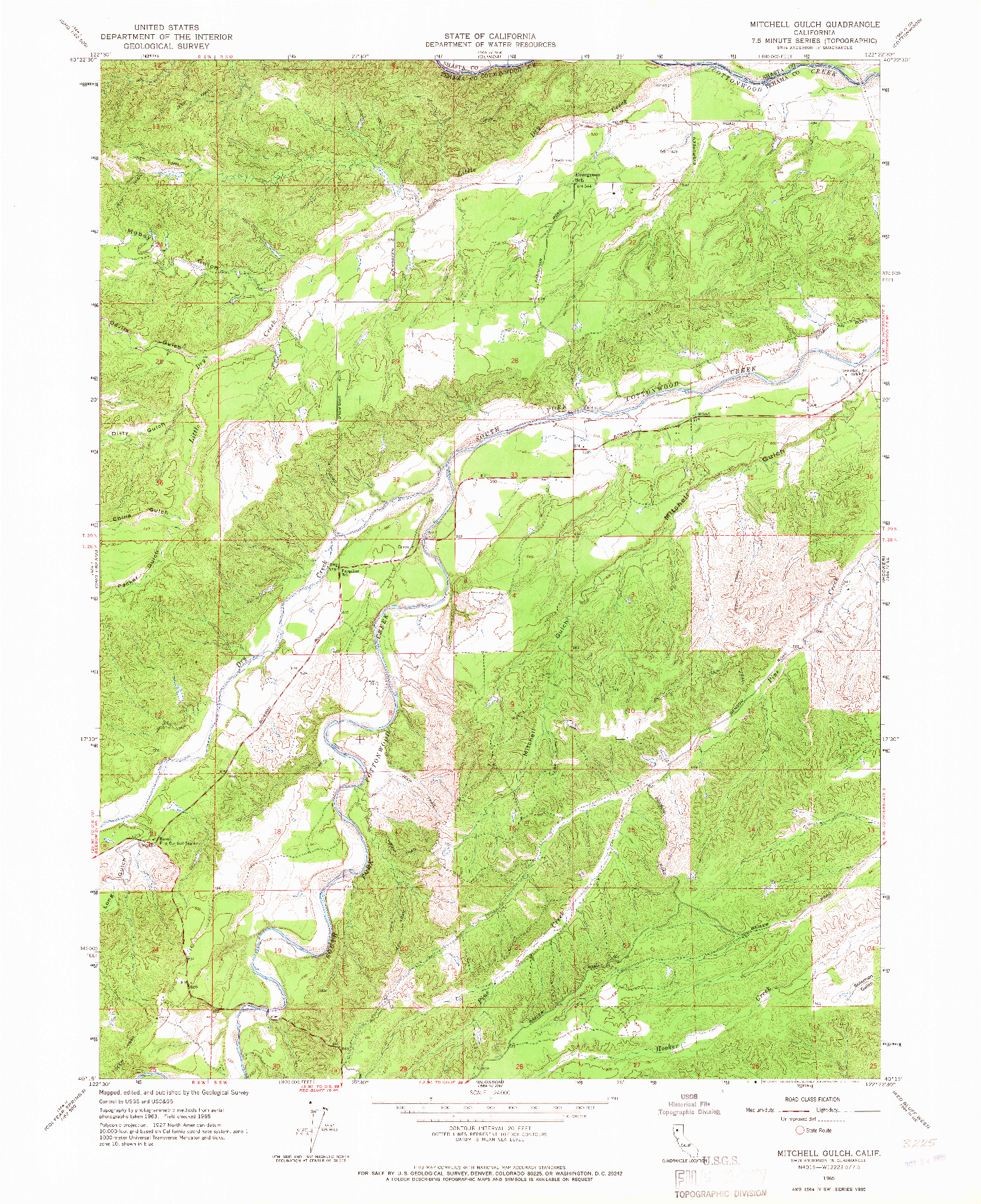 USGS 1:24000-SCALE QUADRANGLE FOR MITCHELL GULCH, CA 1965