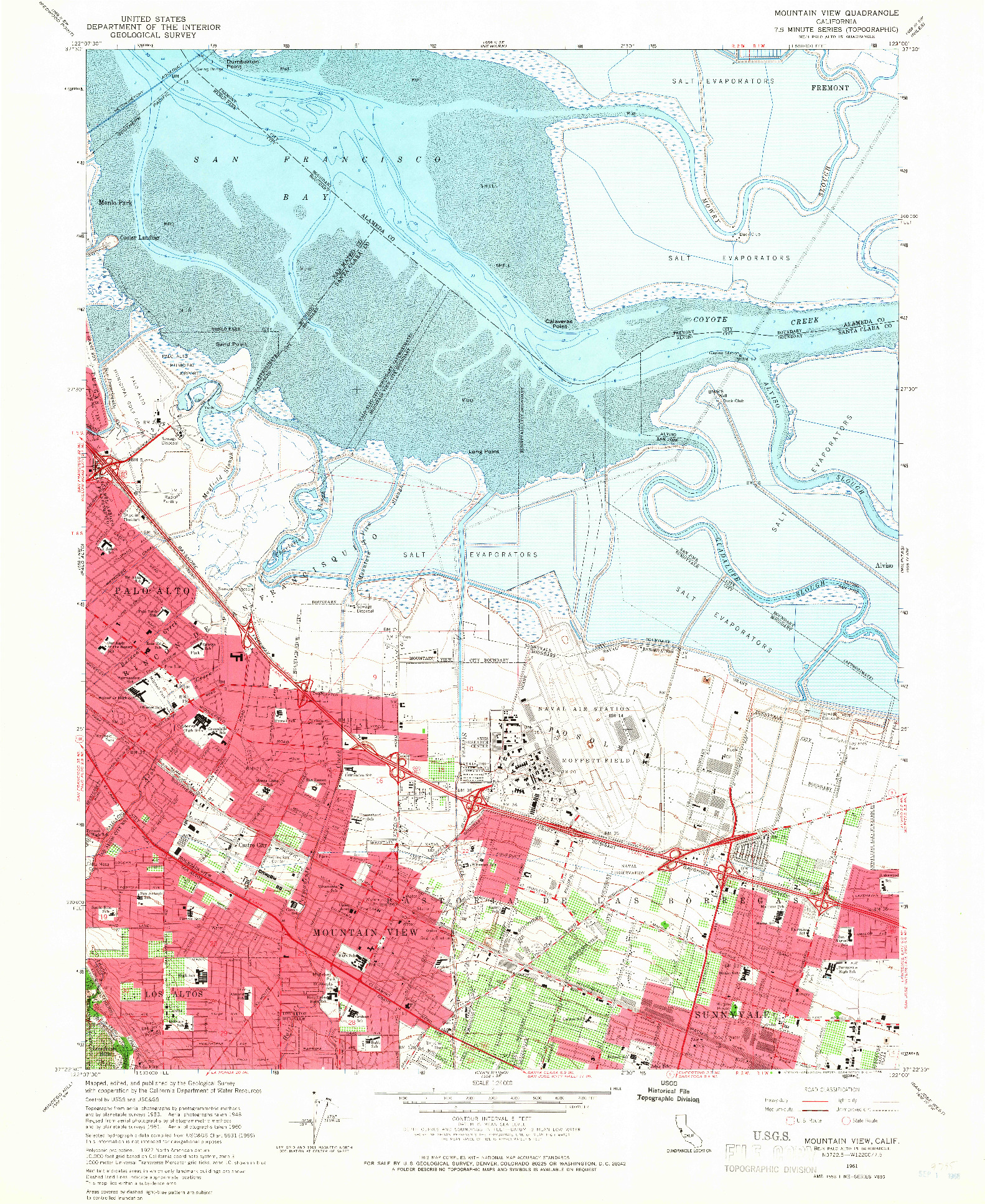 USGS 1:24000-SCALE QUADRANGLE FOR MOUNTAIN VIEW, CA 1961