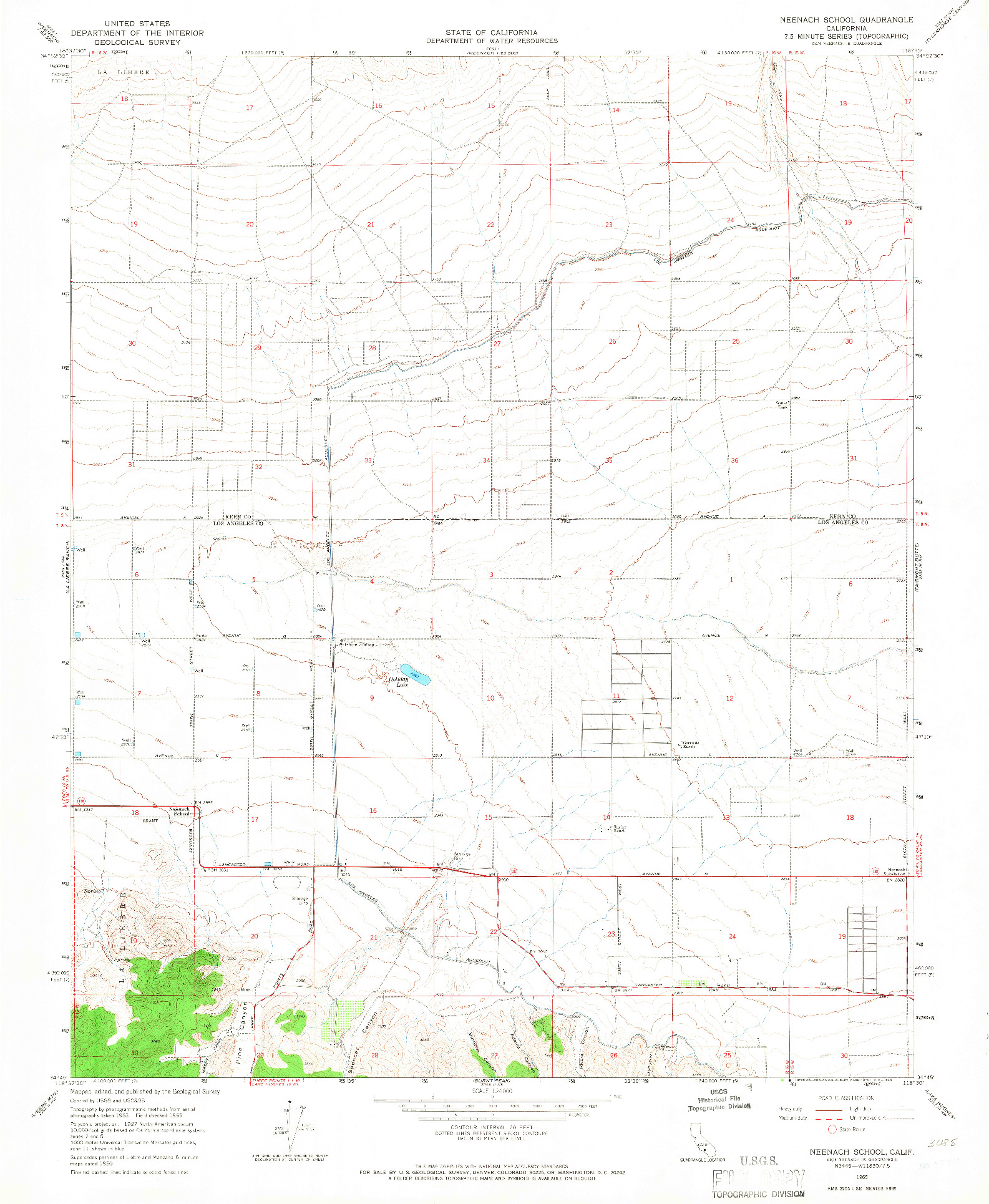 USGS 1:24000-SCALE QUADRANGLE FOR NEENACH SCHOOL, CA 1965