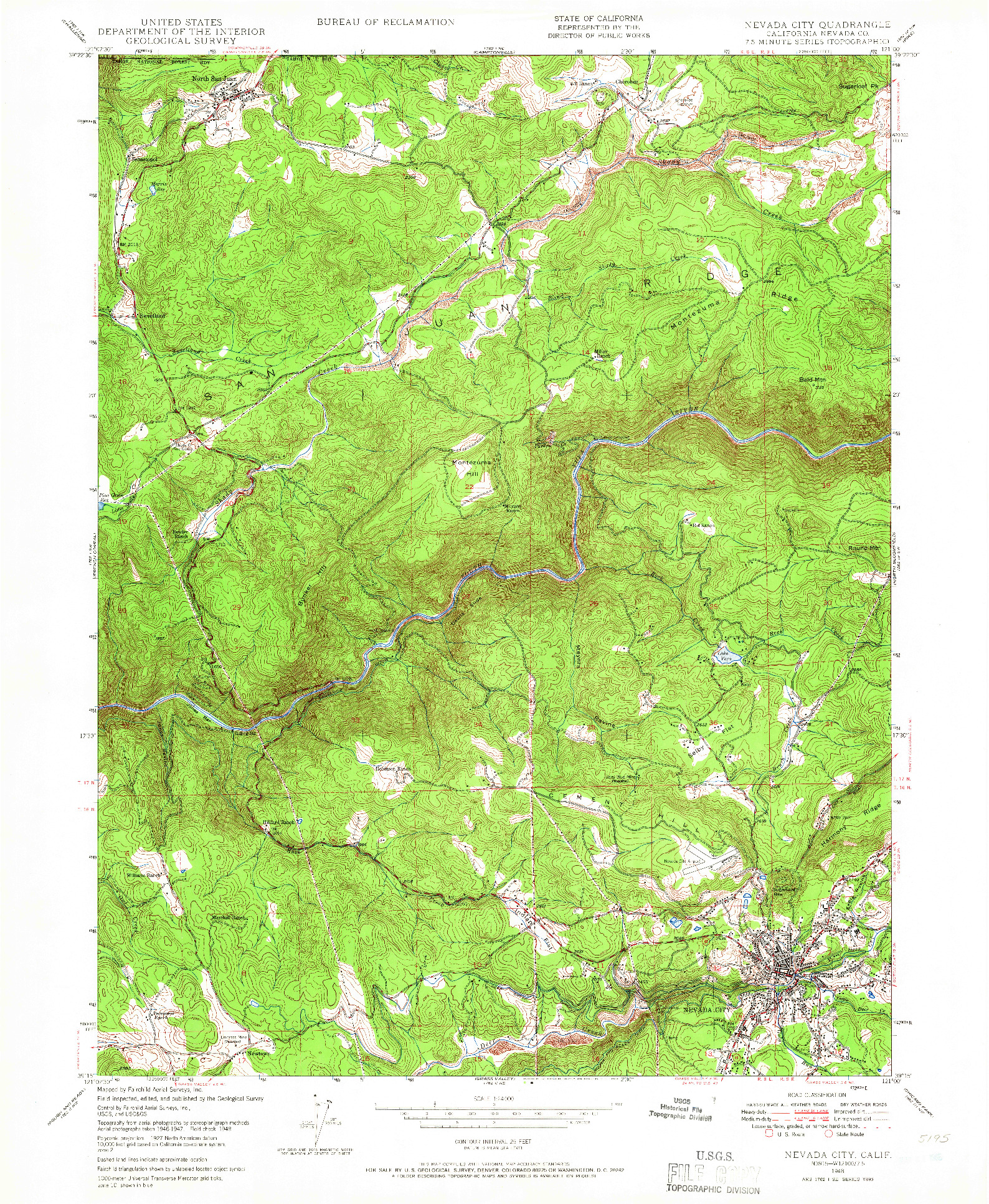 USGS 1:24000-SCALE QUADRANGLE FOR NEVADA CITY, CA 1948