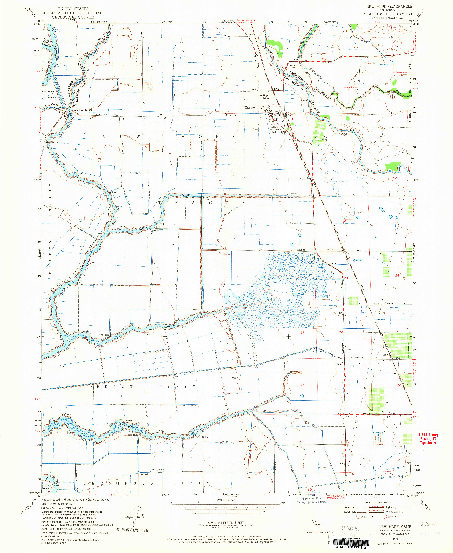 USGS 1:24000-SCALE QUADRANGLE FOR NEW HOPE, CA 1952