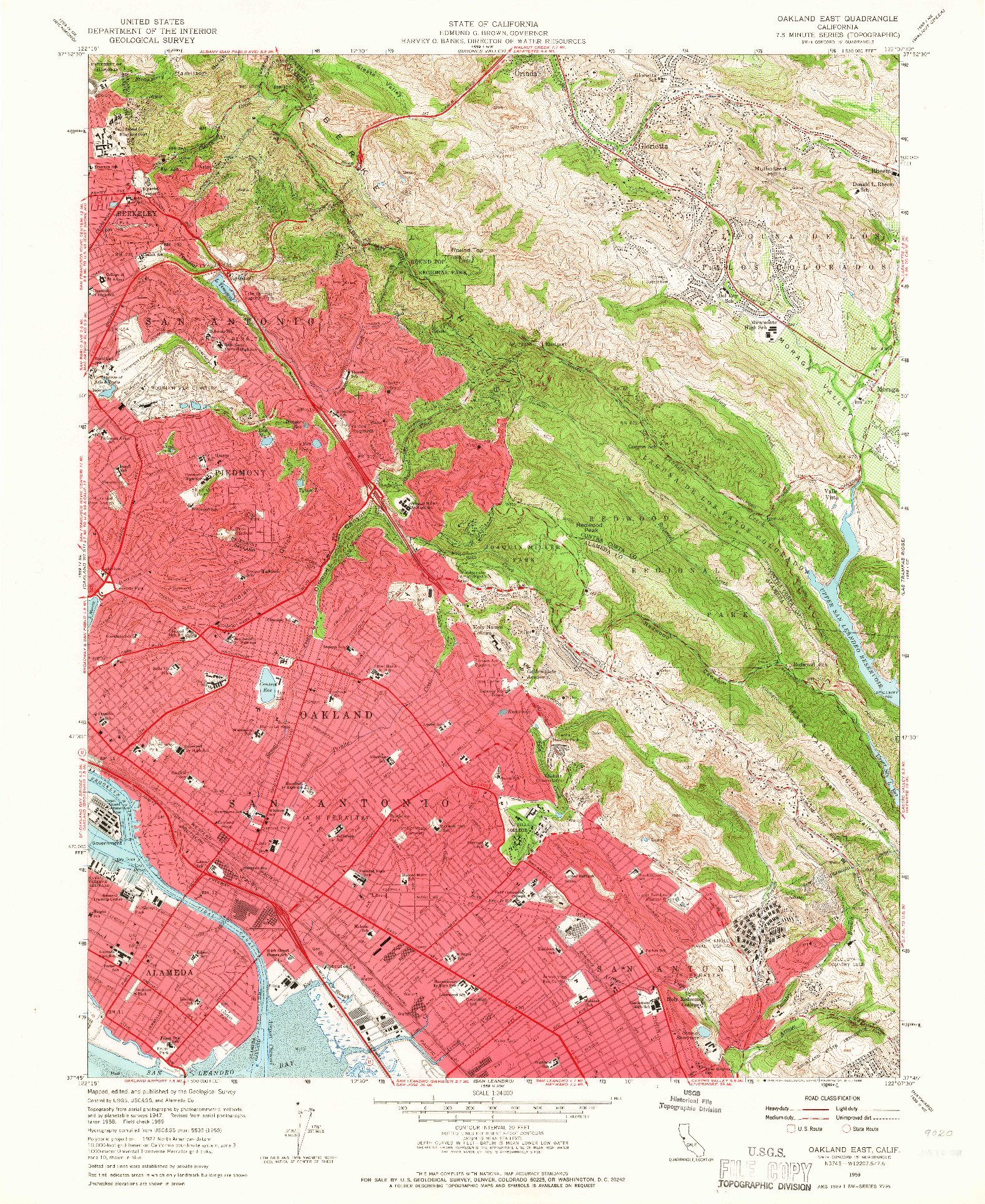 USGS 1:24000-SCALE QUADRANGLE FOR OAKLAND EAST, CA 1959